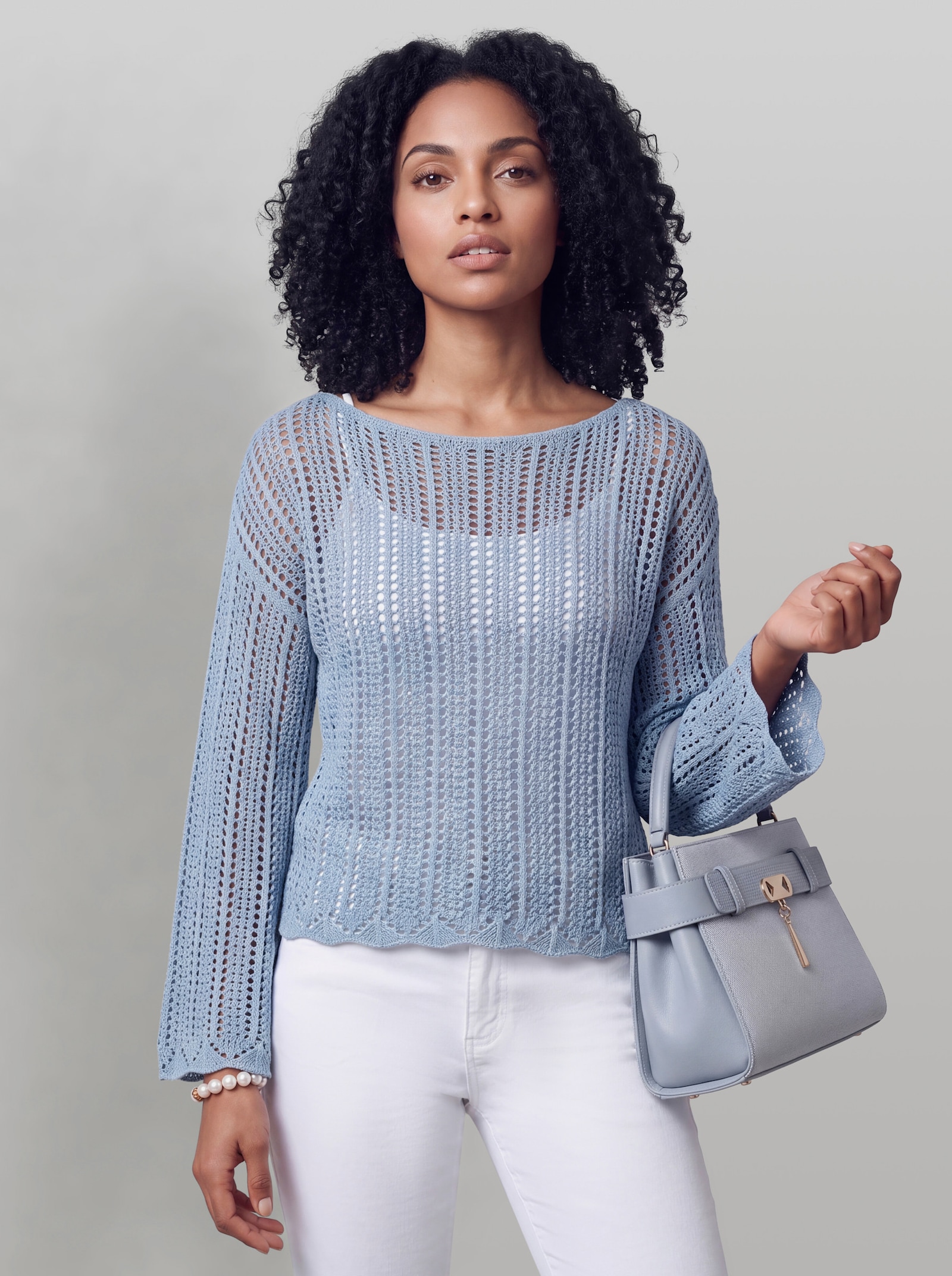 heine Pullover mit U-Boot-Ausschnitt - bleu