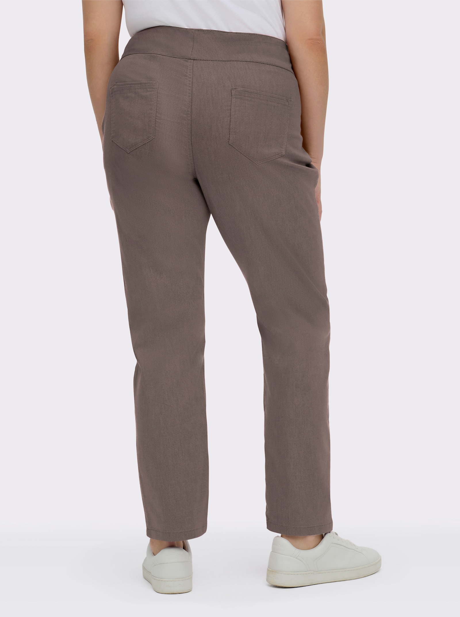 Schlupfhose mit hohem Dehnbund - dunkeltaupe