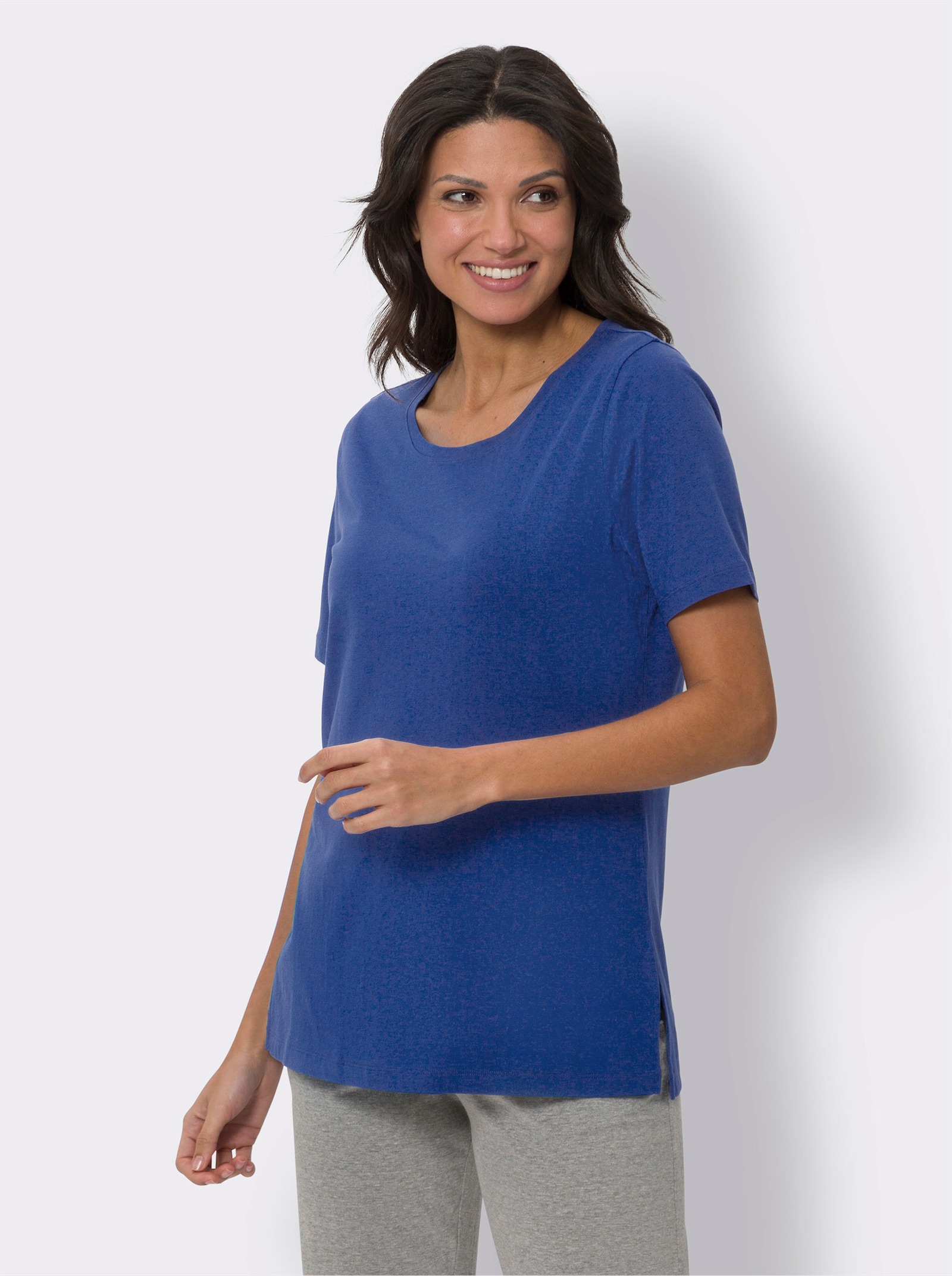 Longshirt im Baumwoll-Modal-Mix - royalblau