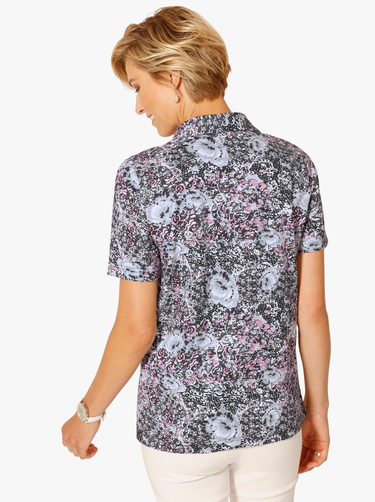 Shirt met print - orchidee gedessineerd