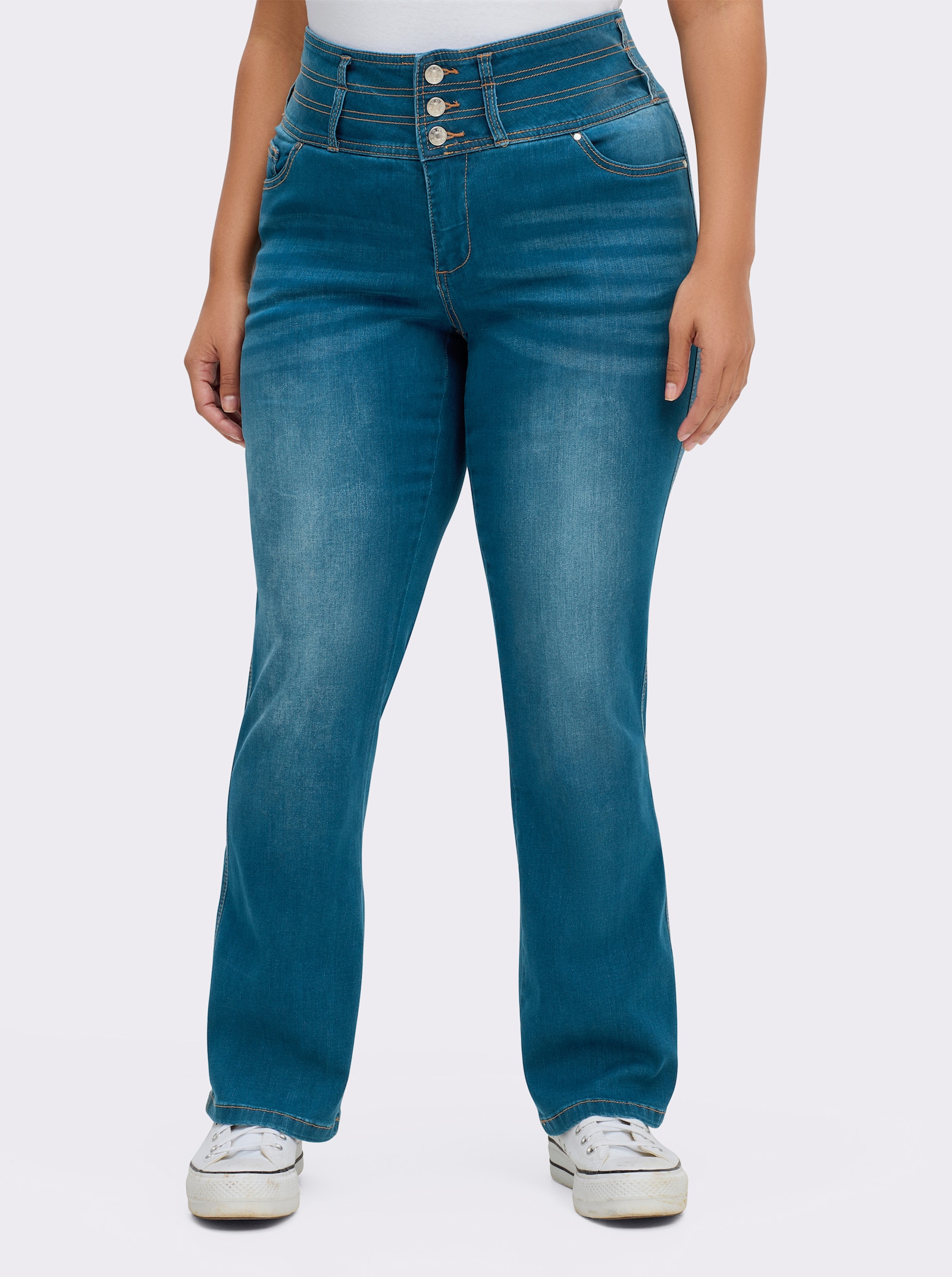 5-Pocket-Jeans mit dezent ausgestelltem Bein - blue-stone-washed