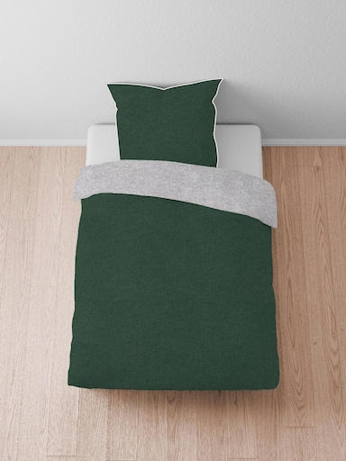 Biberna Wendebettwäsche - dunkelgrün-grau-meliert