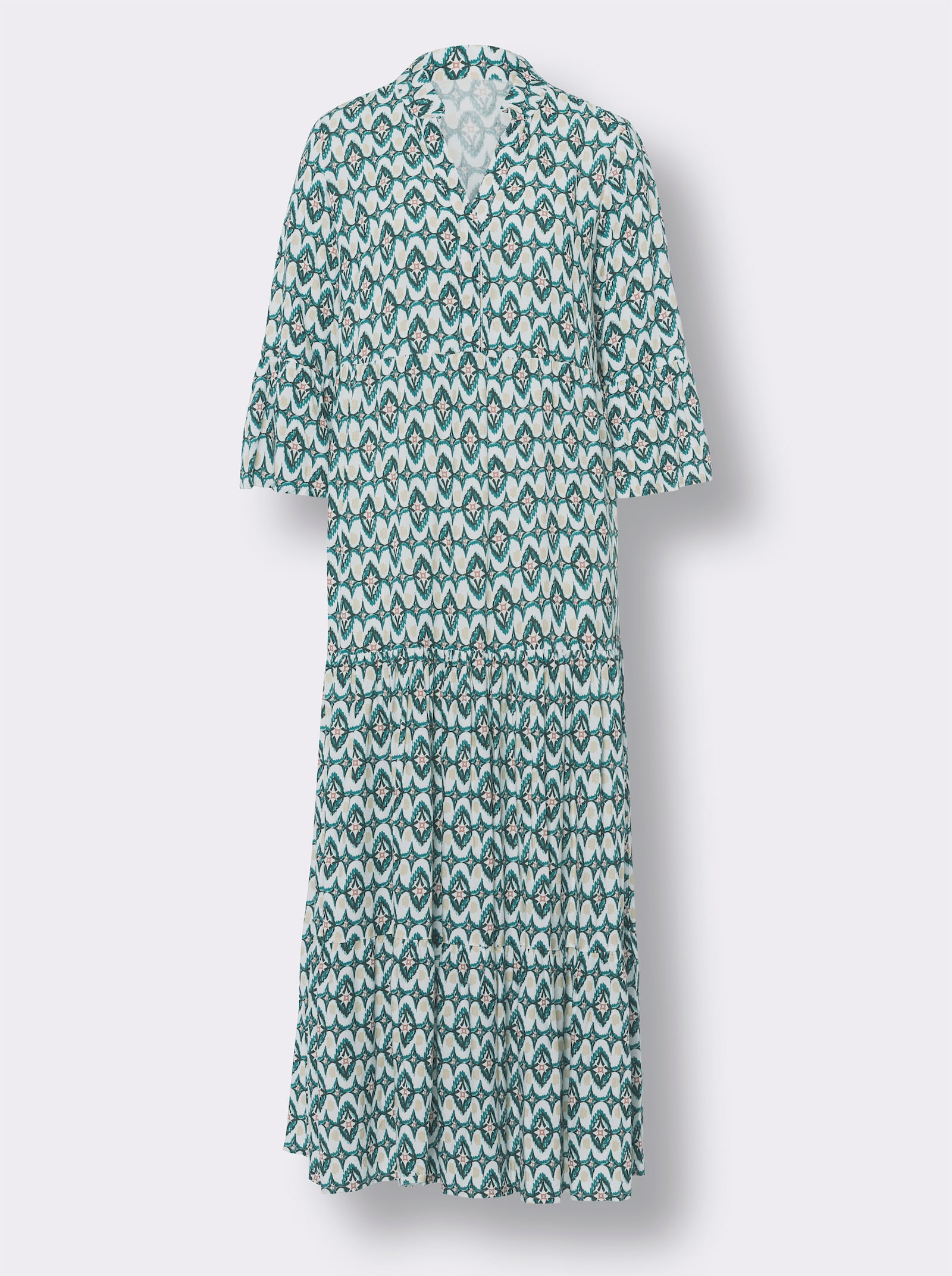 heine Maxikleid aus Viskose - smaragd-apricot-bedruckt