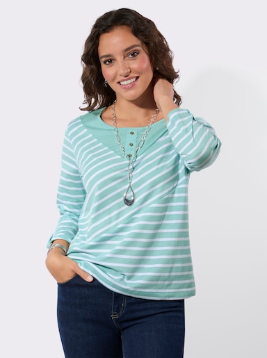 Ringelshirt - mint-ecru-gemustert
