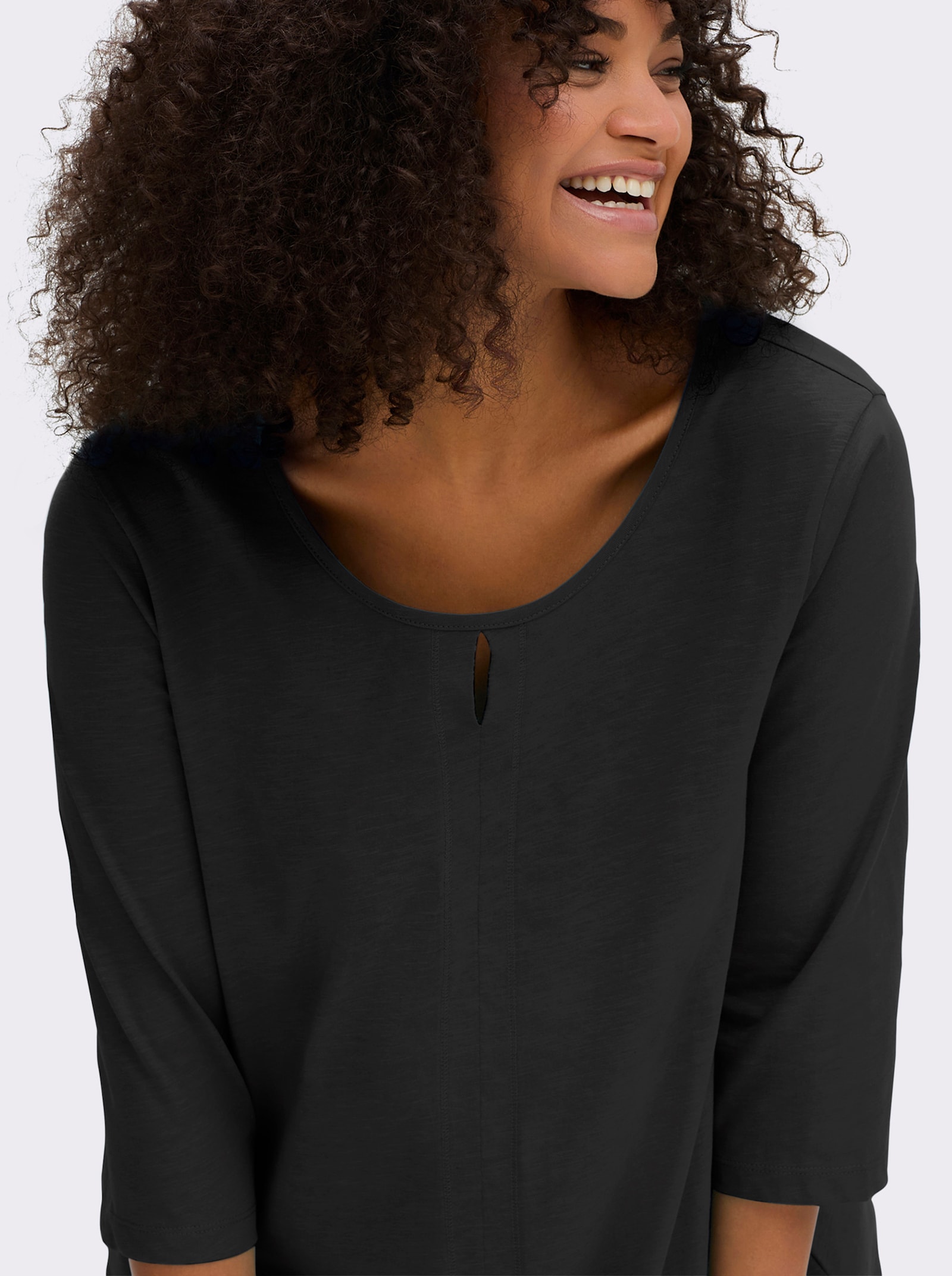 sheego 3/4-Arm-Shirt - schwarz