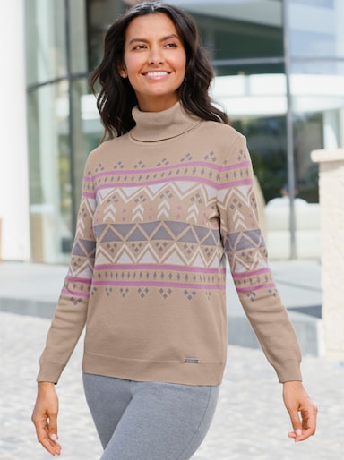 Rollkragenpullover - beige-ecru