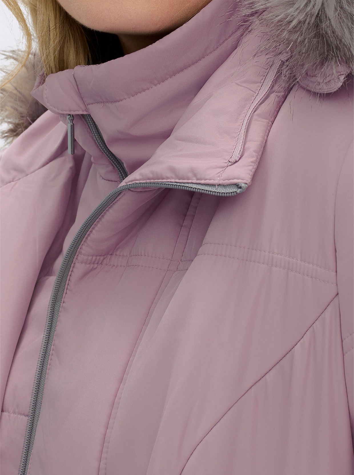 Steppjacke mit abnehmbarer Kapuze, wattiert - mauve