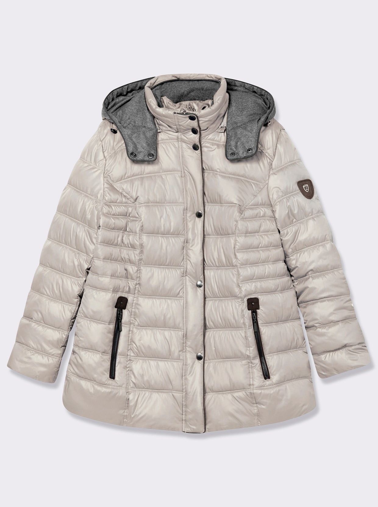 Steppjacke mit abnehmbarer Kapuze - naturstein