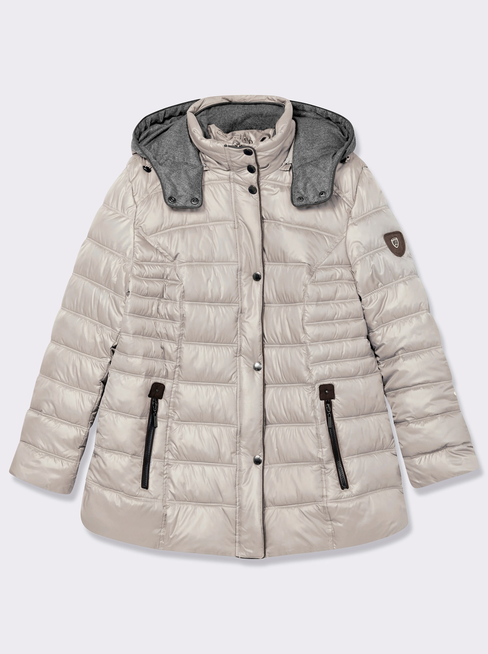 Steppjacke mit abnehmbarer Kapuze - naturstein