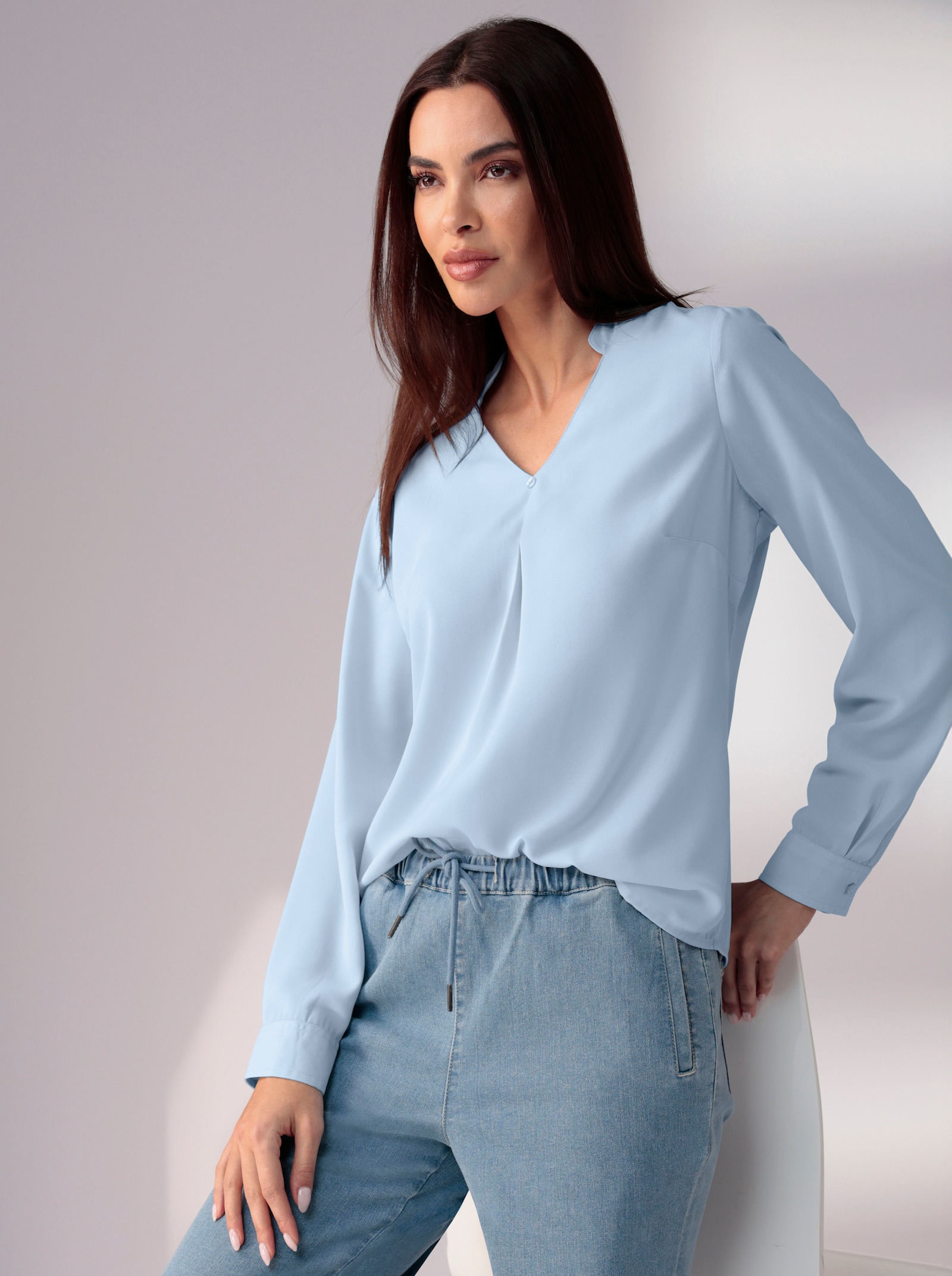 heine Schlupf-Bluse mit Stehkragen - hellblau