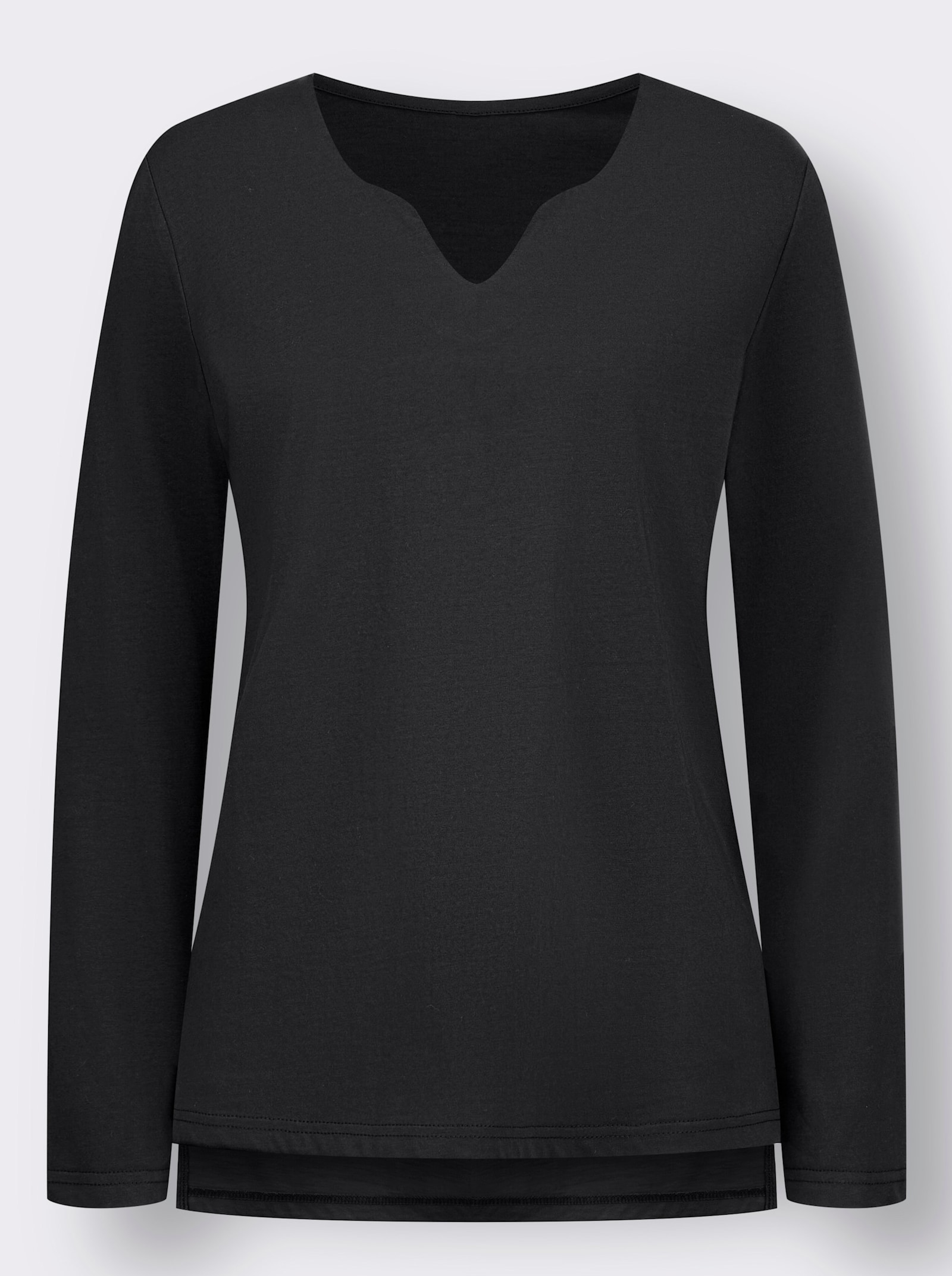 Tričko s dlouhým rukávem s bočními rozparky - černá