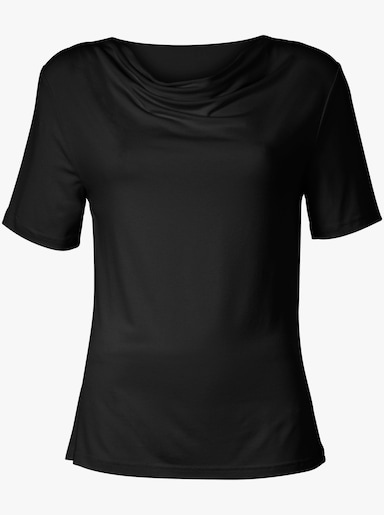 Wasserfallshirt mit kurzen Ärmeln - schwarz