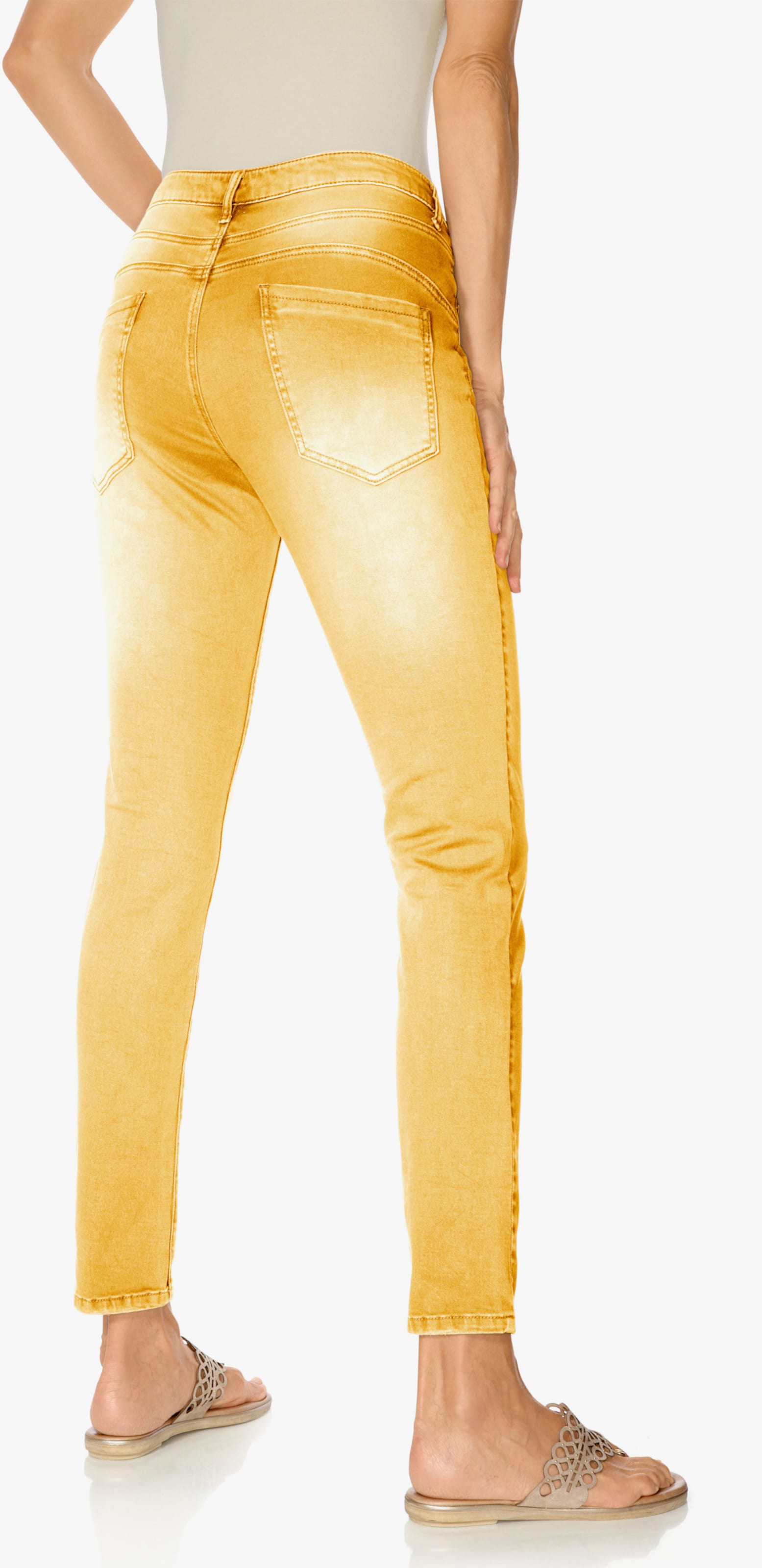 heine Boyfriend-Hose im modischen Used-Look - mais