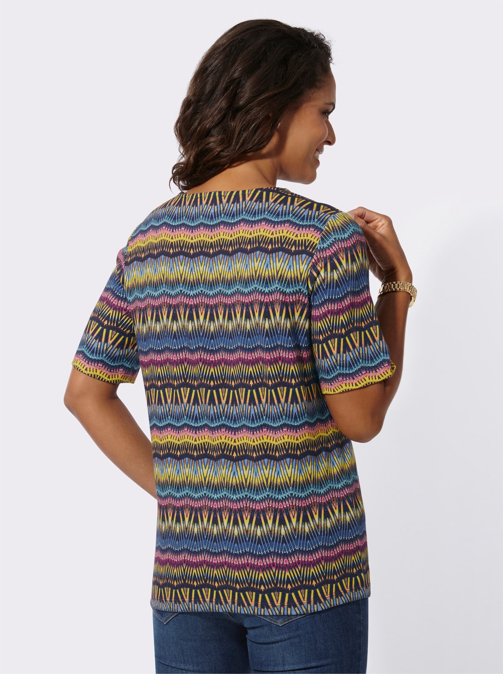 Kurzarmshirt im Druck-Dessin - erika-marine-bedruckt