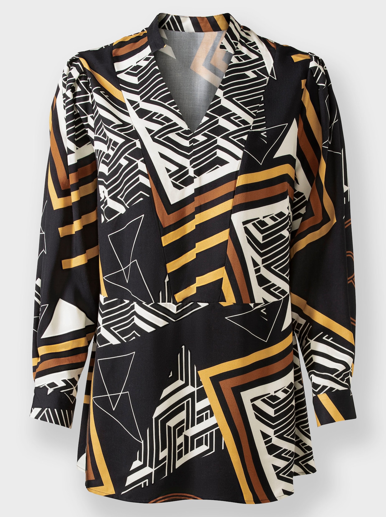 heine Blouse met lange mouwen - zwart/cognac bedrukt
