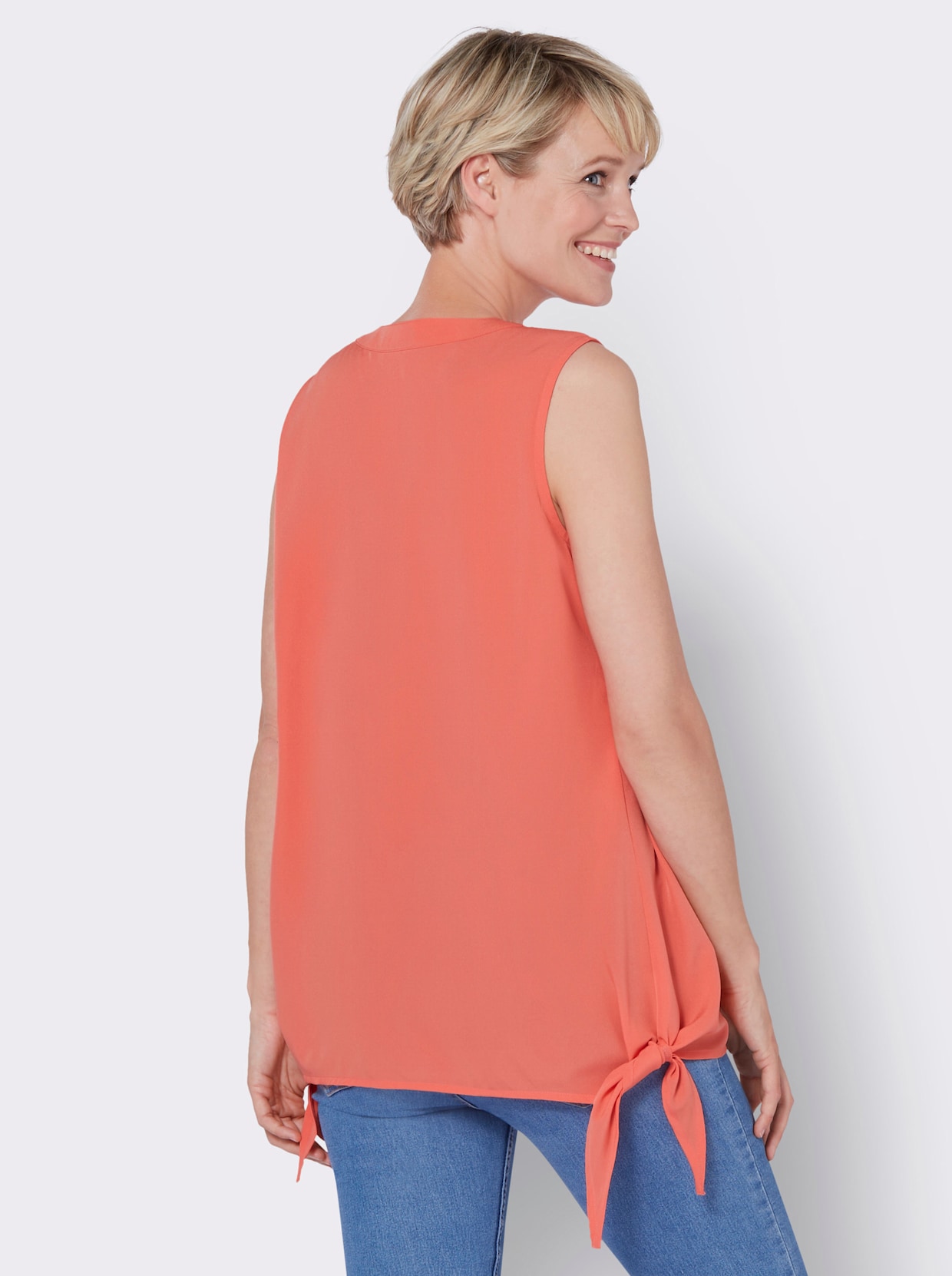 Mouwloze blouse - koraal