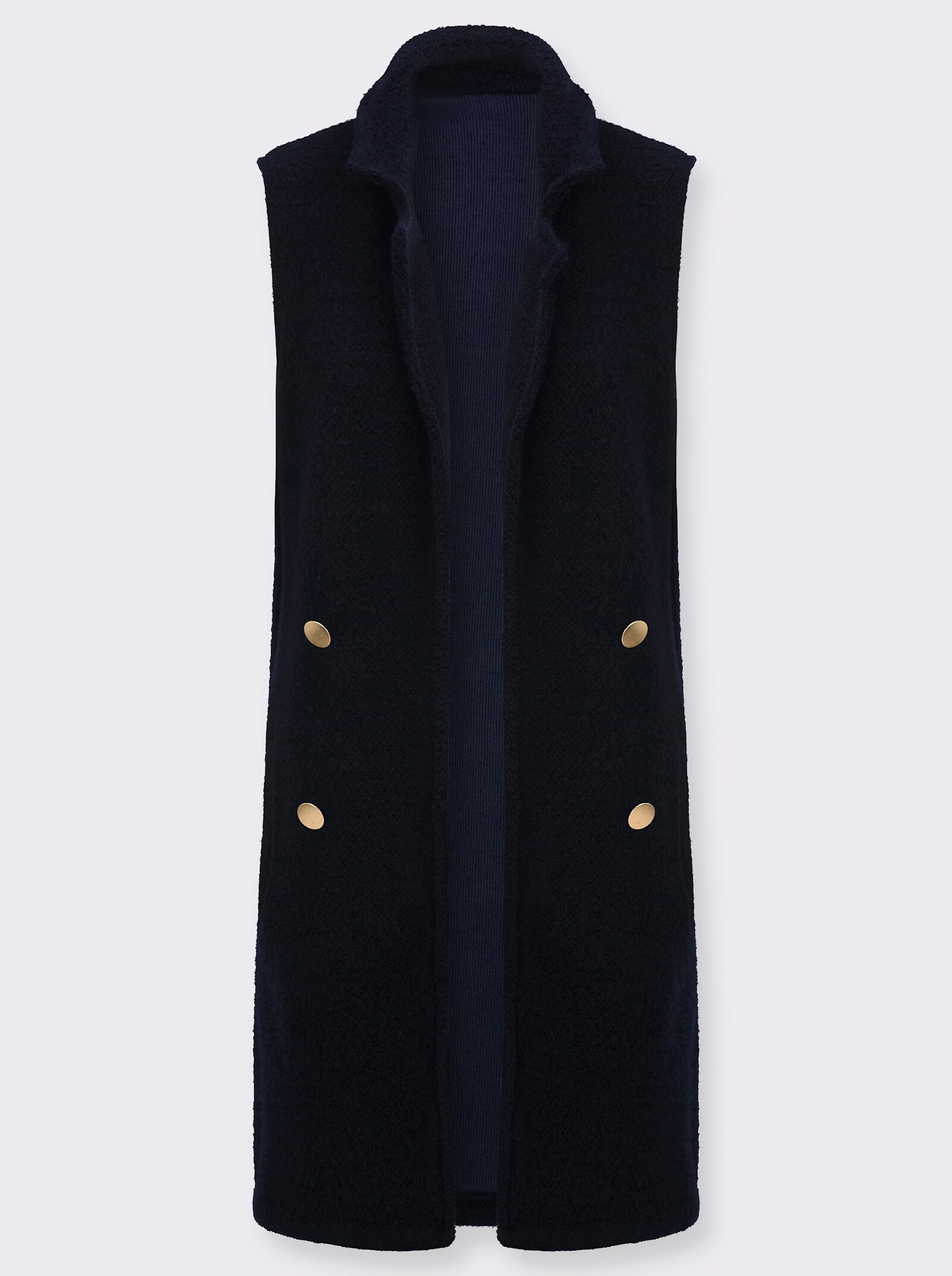 Strickweste in Longform - marine