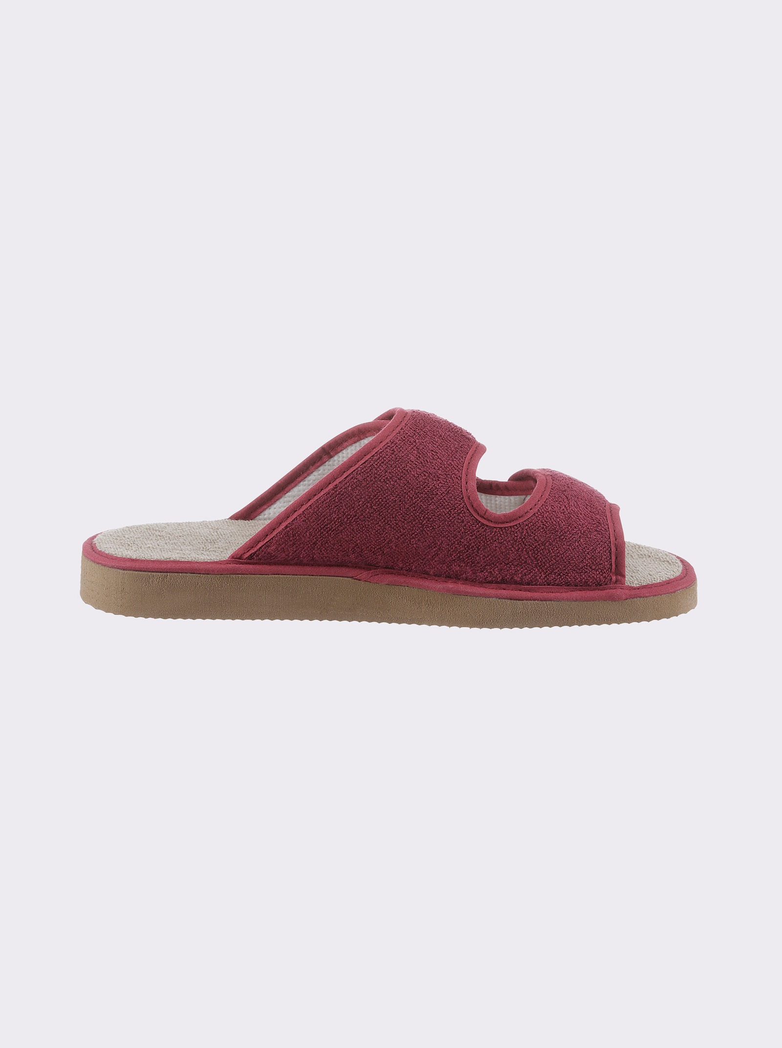 Pantolette mit doppeltem Klettverschluss - bordeaux