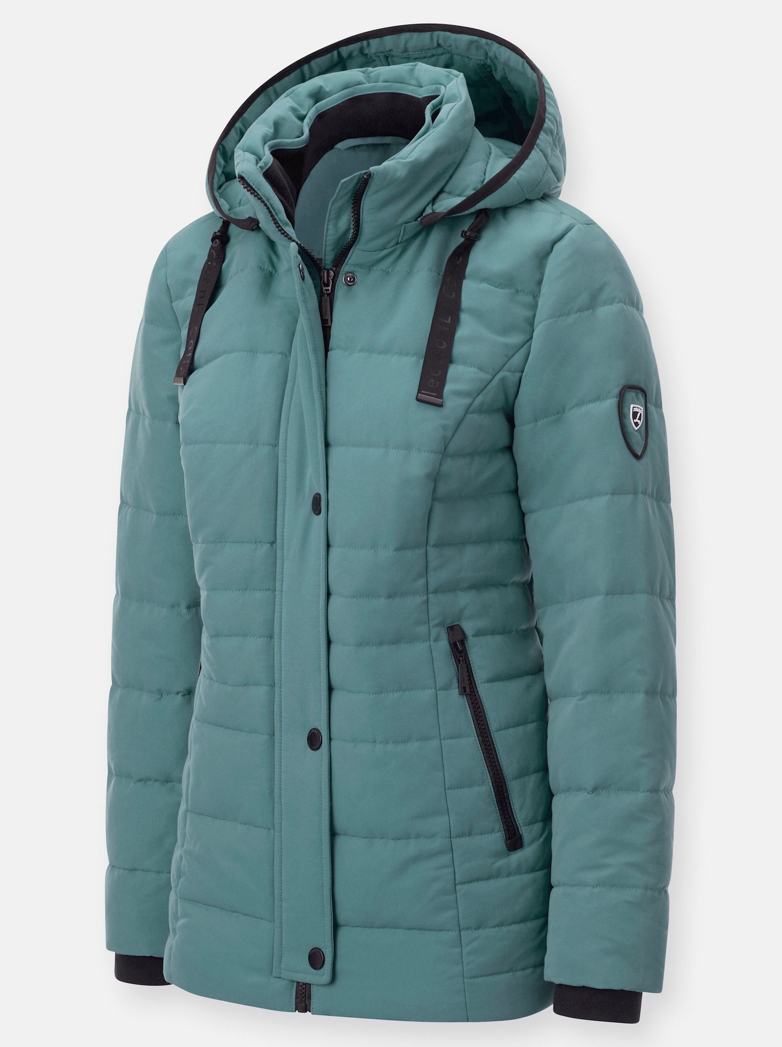 Steppjacke mit Ripsband-Verzierung - jade