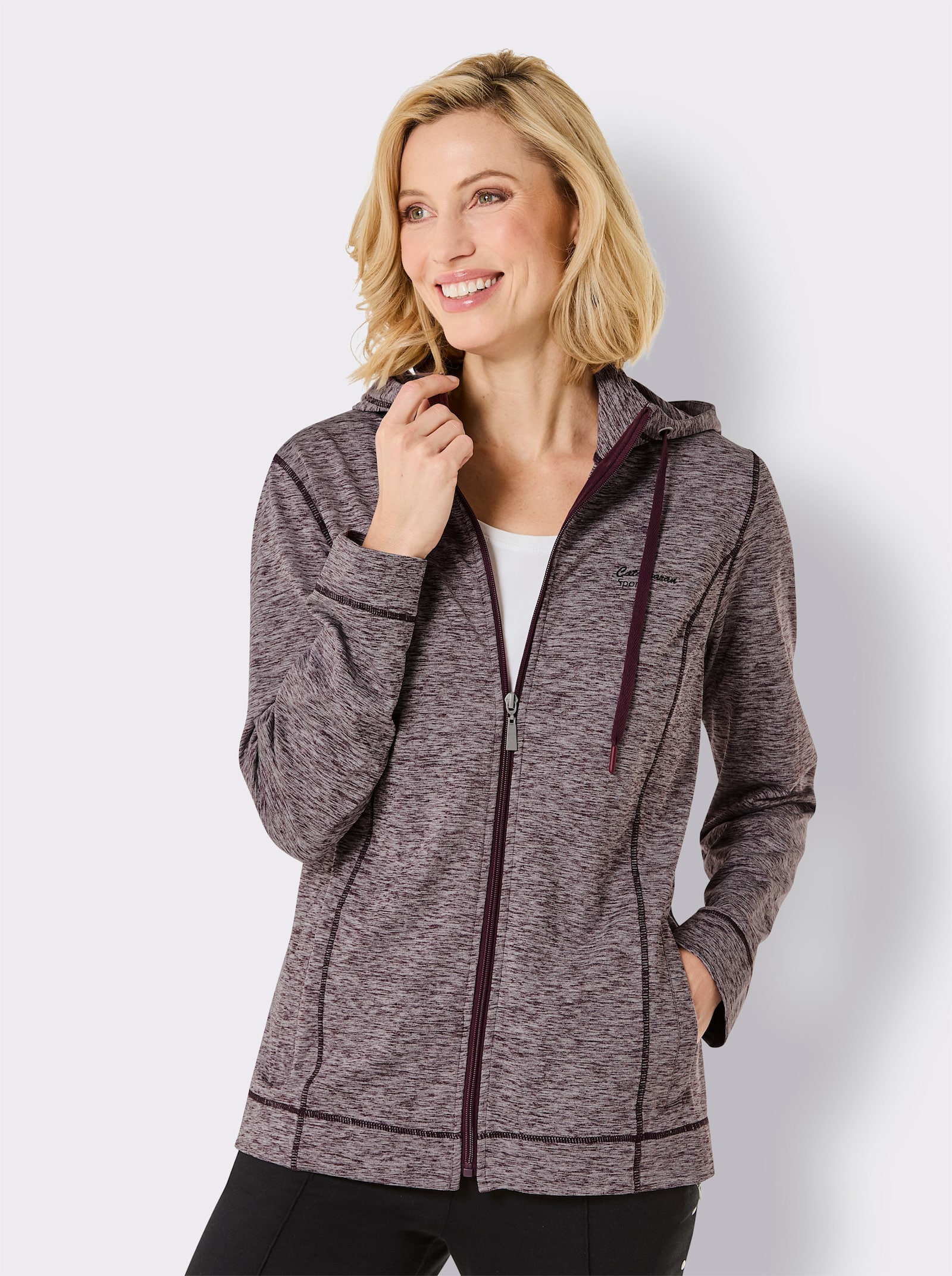 Catamaran Sports Shirtjacke mit weitenregulierbarer Kapuze - burgund-meliert