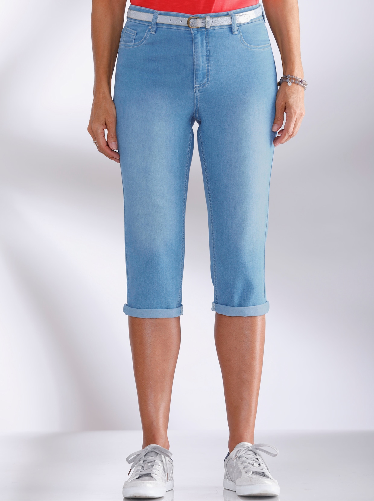 Capri kalhoty - bělená modrá