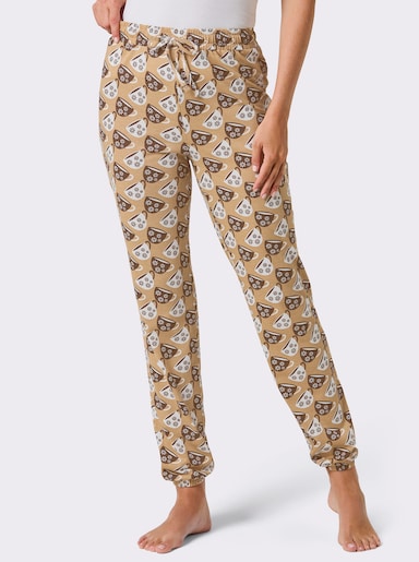 wäschepur Schlafanzug-Hose - camel-schoko-bedruckt