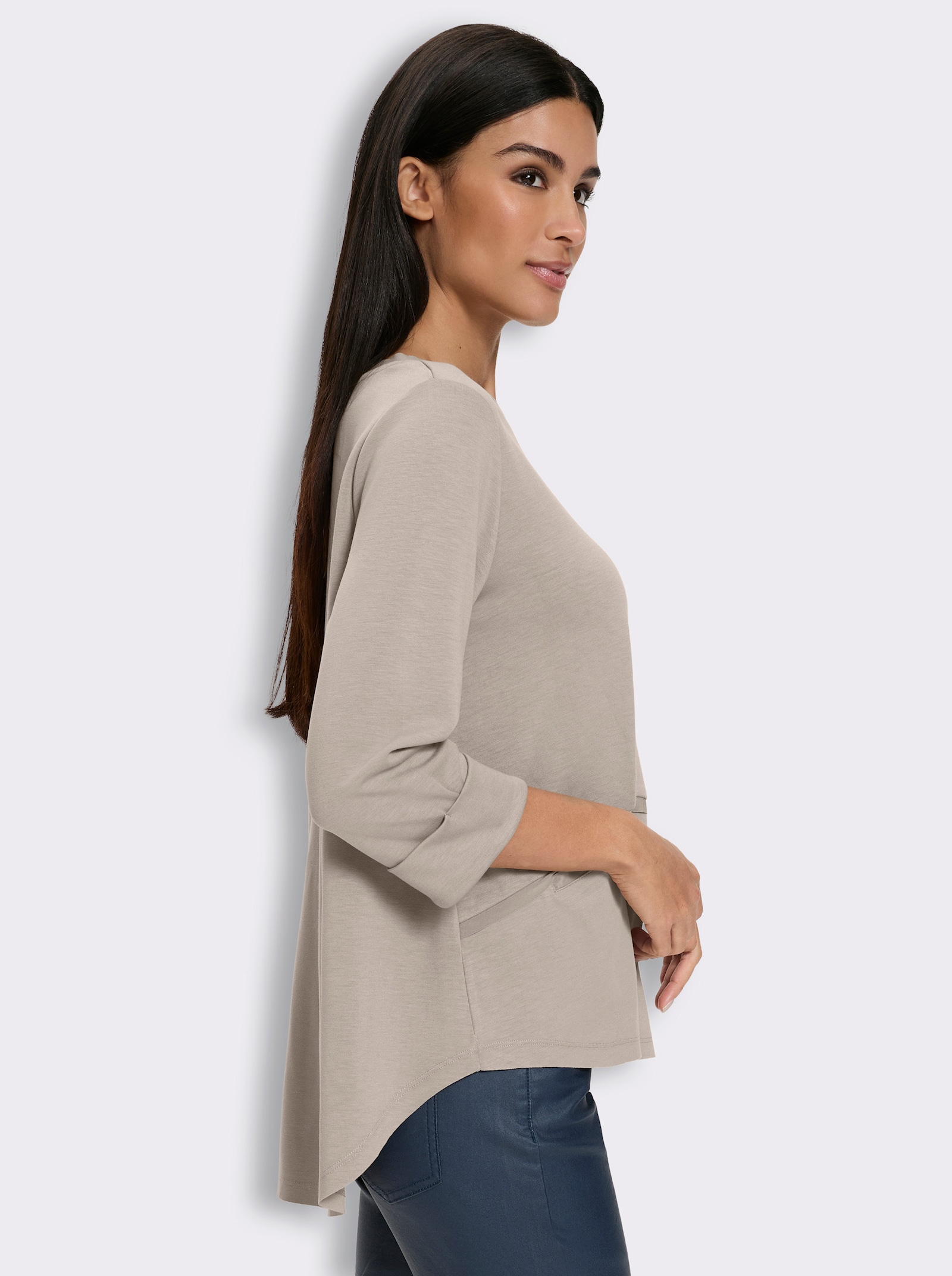 heine Sweatshirt mit offenen Kanten - sesam