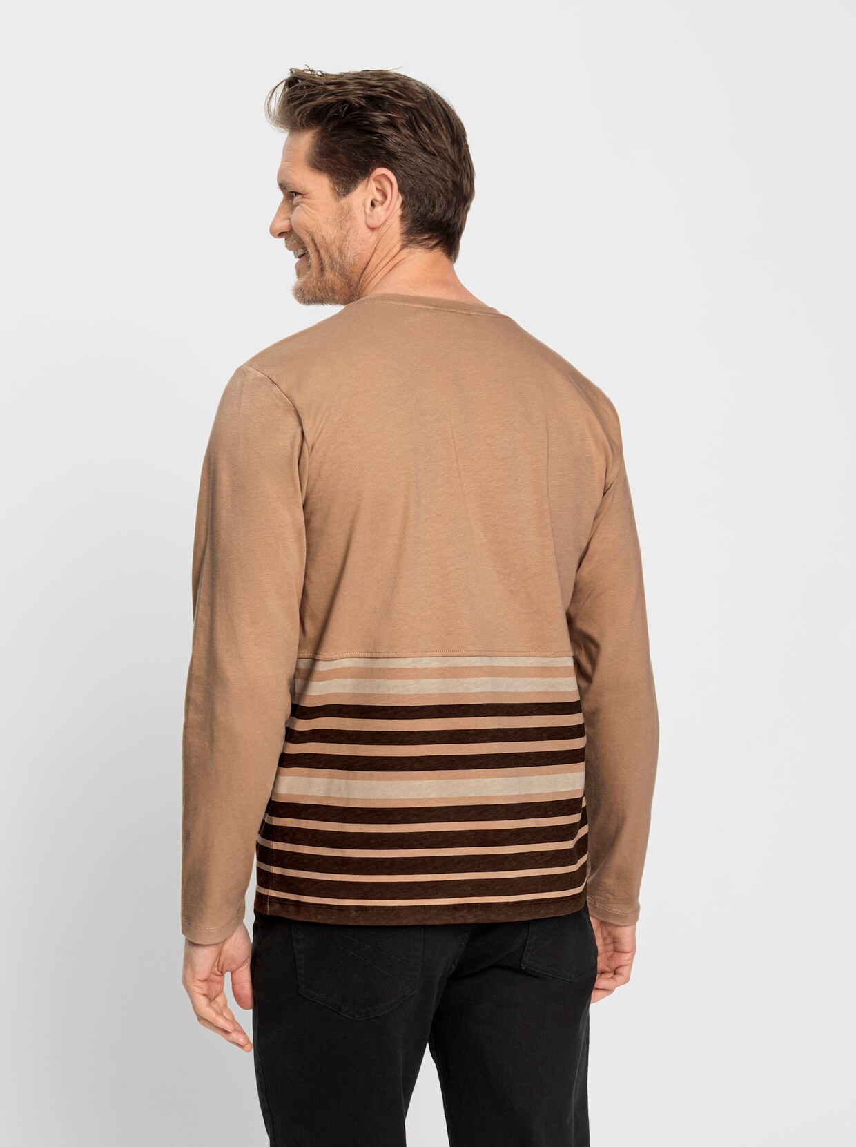 Catamaran Longsleeve - camel gestreept