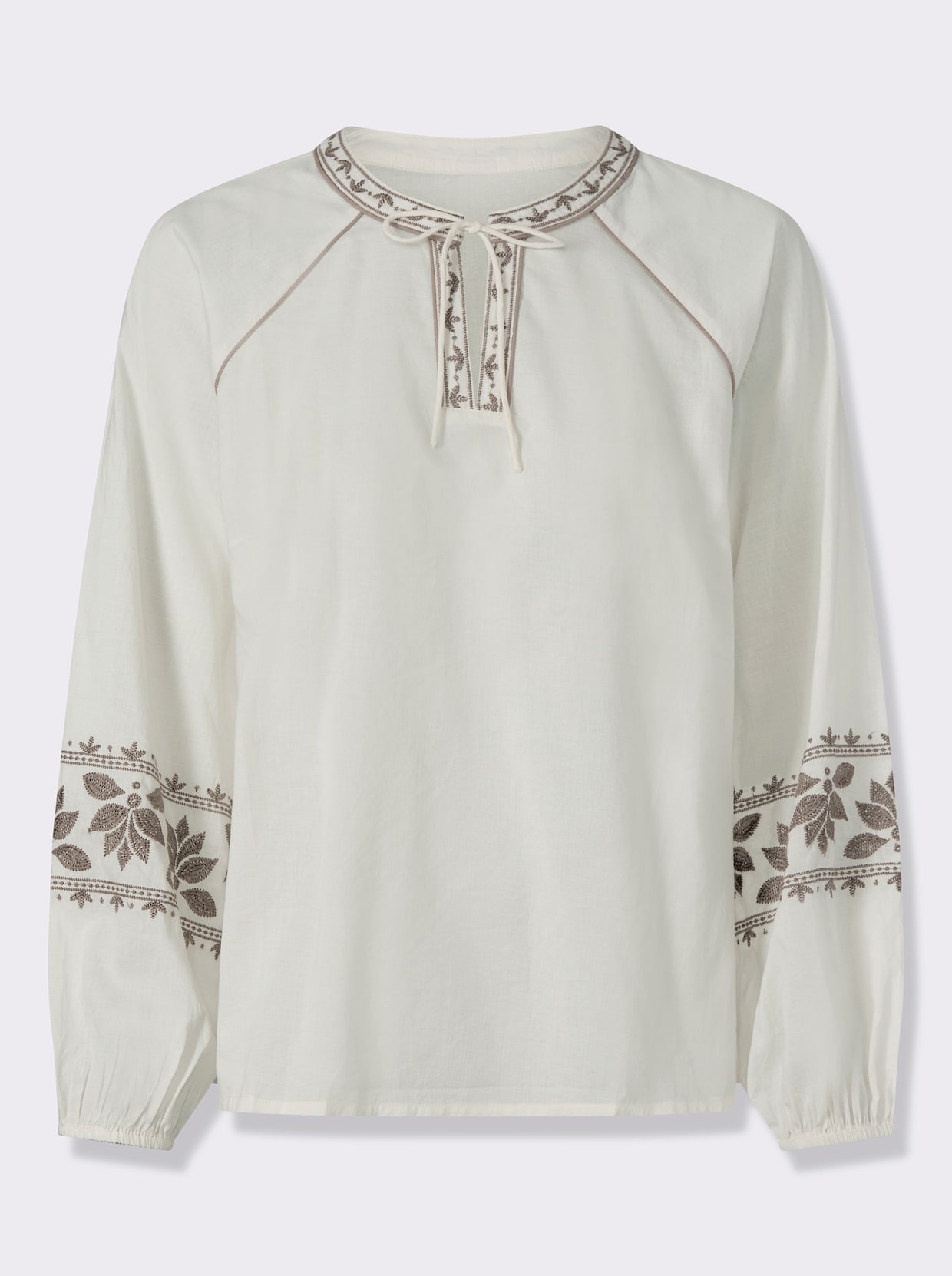 heine Langarm-Bluse - champagner-dunkeltaupe-gemustert
