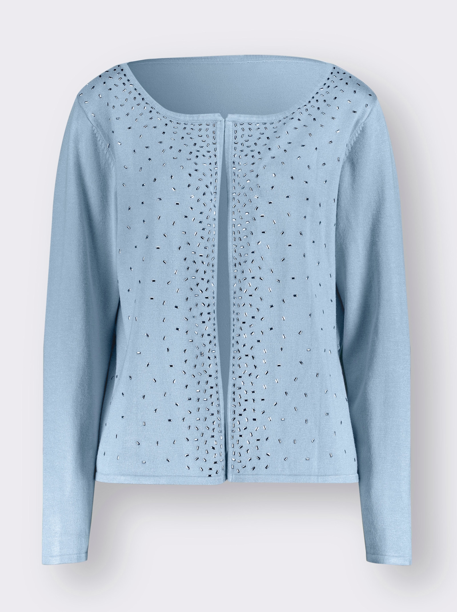 Feinstrickjacke mit kleinen Glitzersteinchen - hellblau