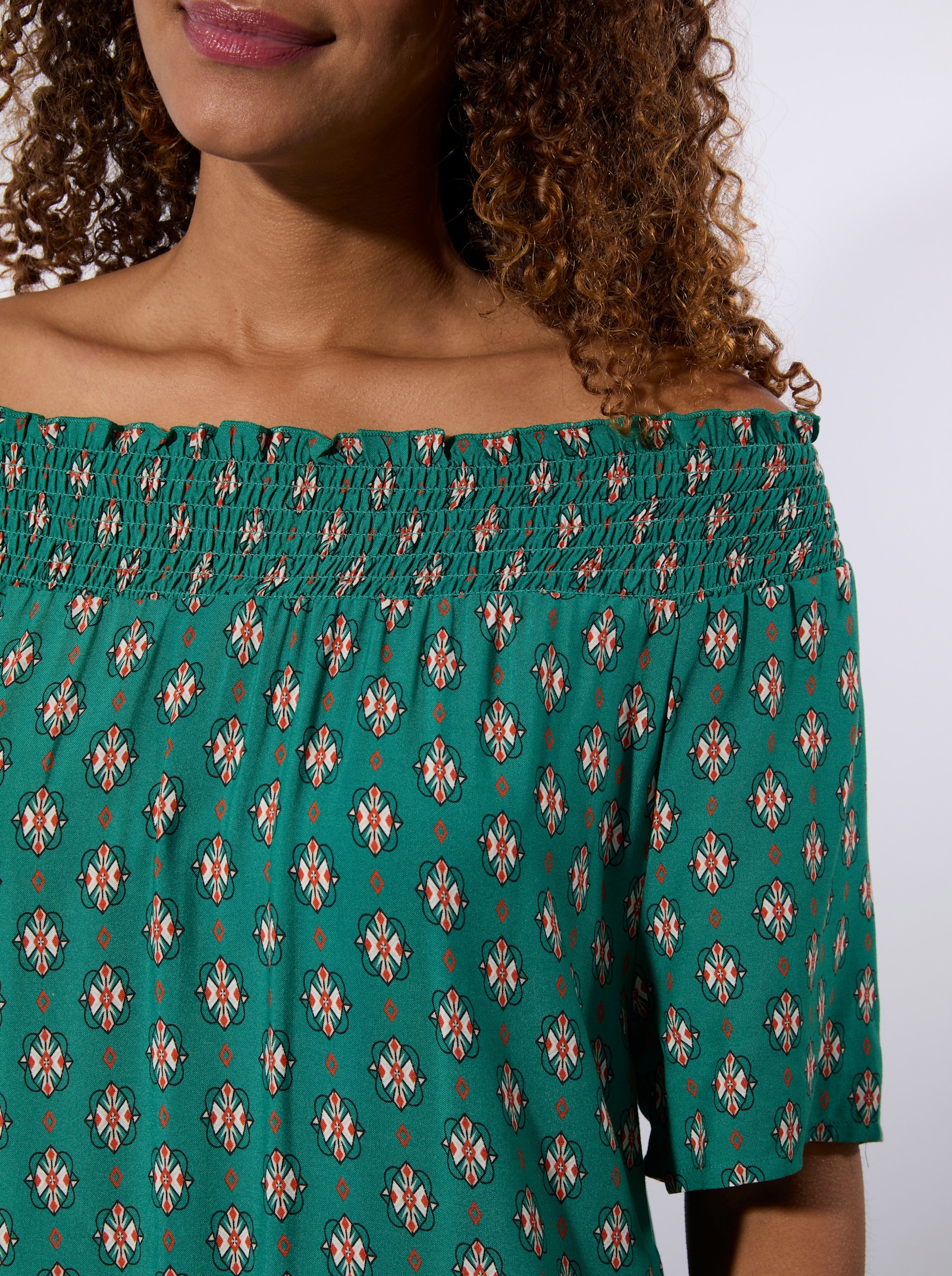 Druckkleid mit Bordürendruck - grün-bedruckt