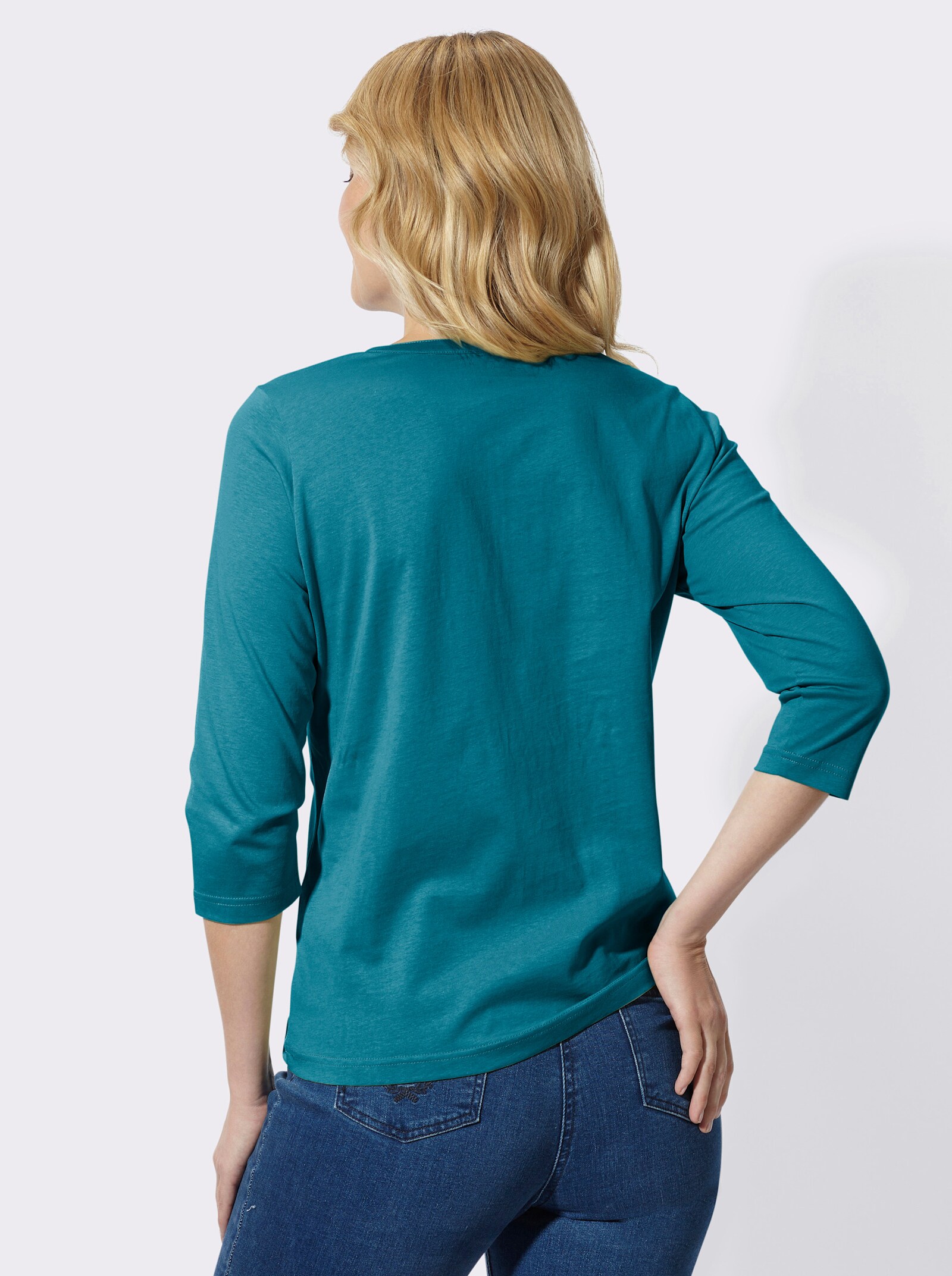 3/4-Arm-Shirt mit kurzer Knopfleiste - aquapetrol