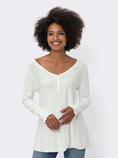 heine Longpullover Mit V-Ausschnitt, gerippt - ecru