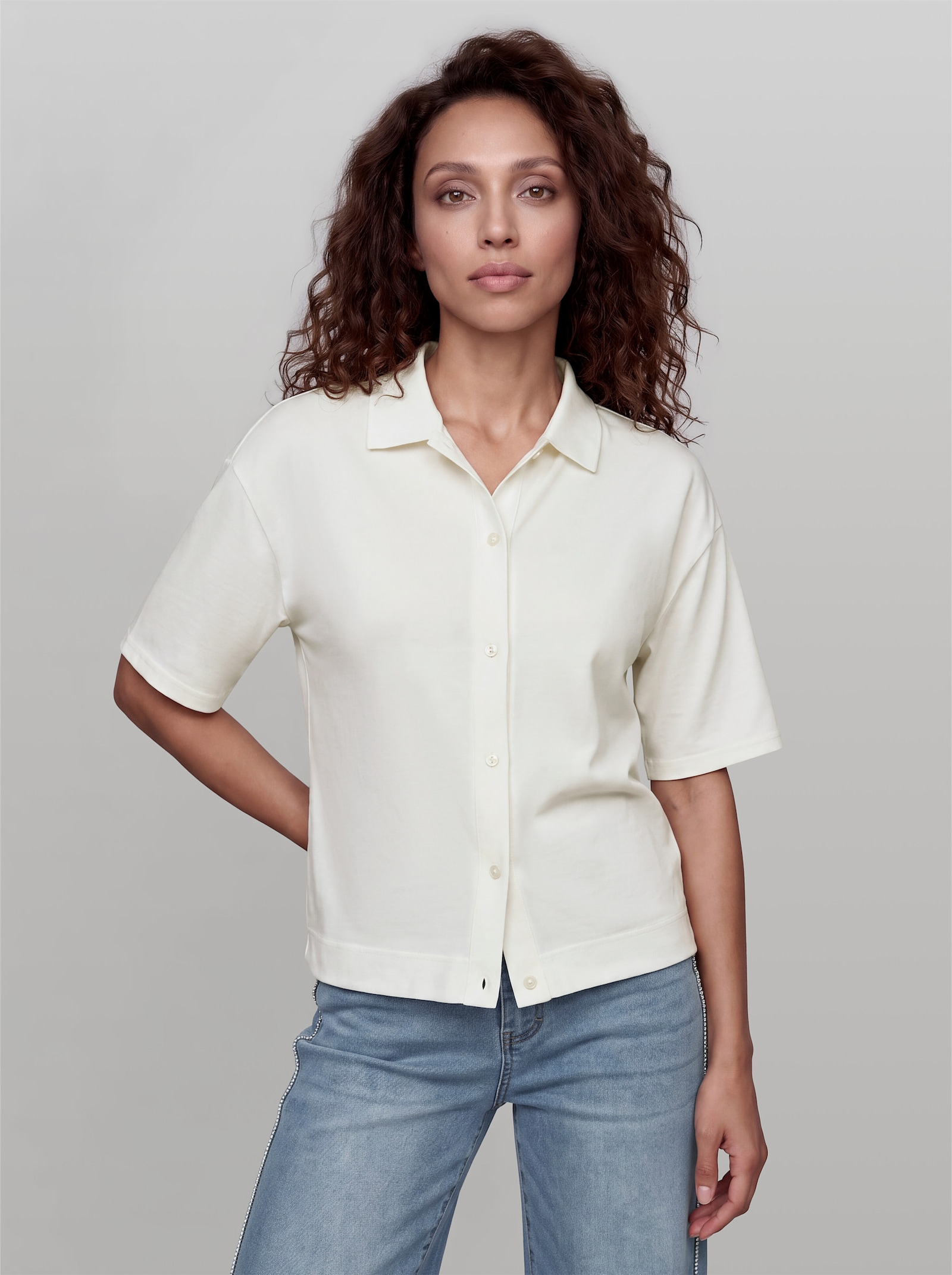 heine Blusenshirt mit Kragen - ecru