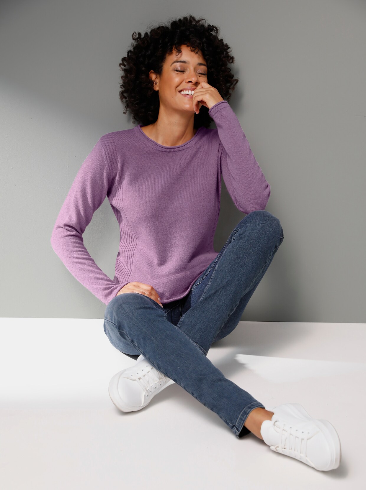 Creation L Premium Kaschmir-Pullover - flieder-meliert