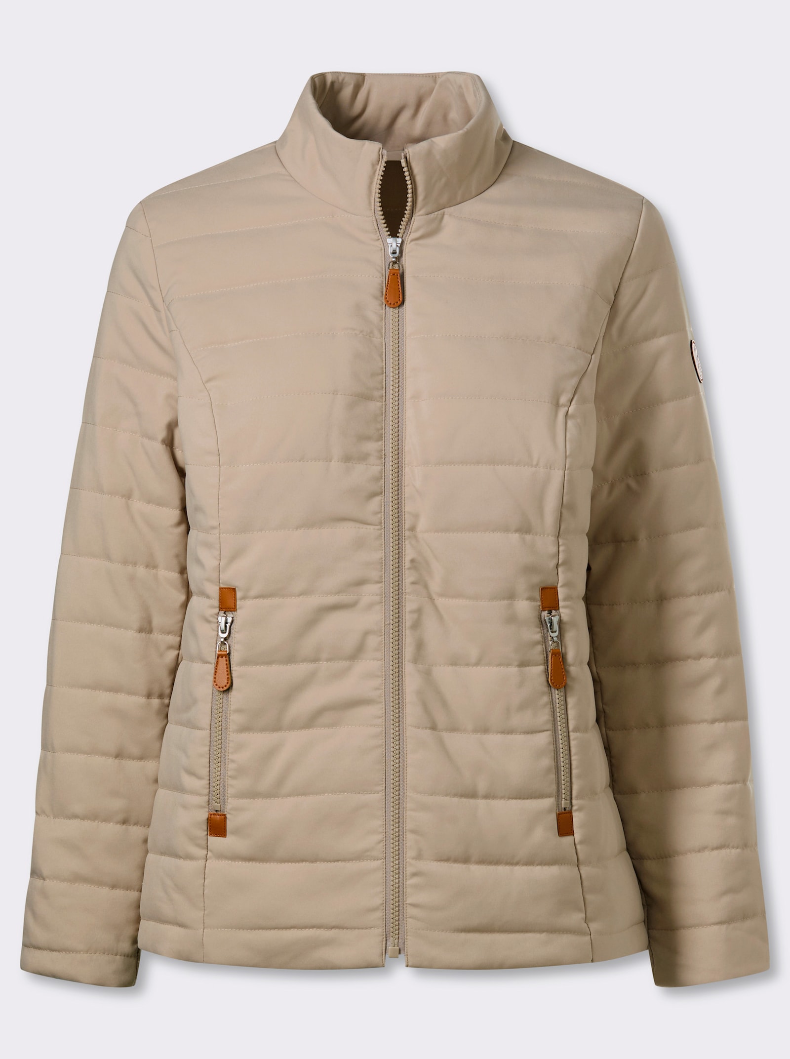 Steppjacke mit Reißverschluss-Taschen - beige