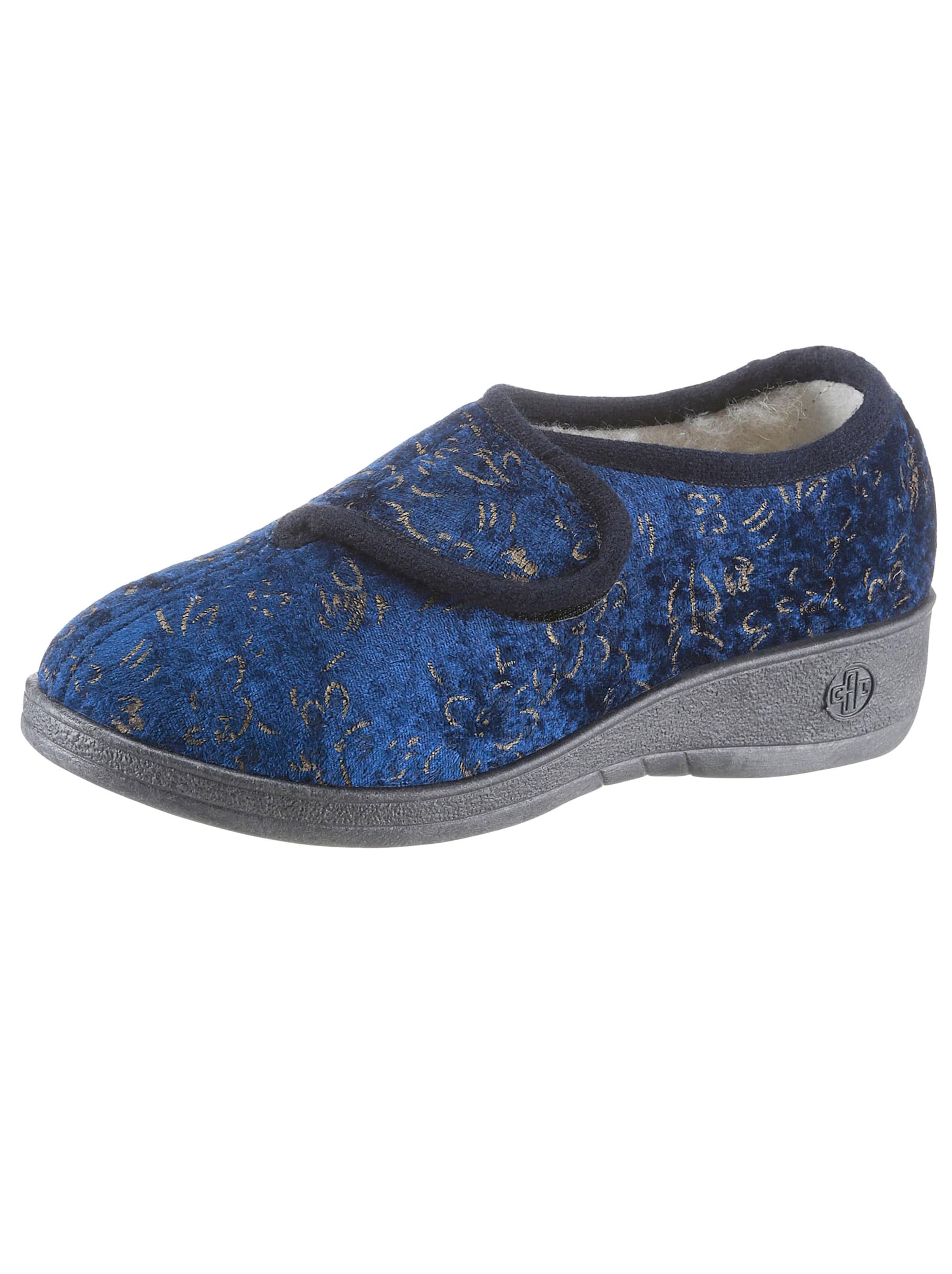 Hausschuh - marine-gemustert