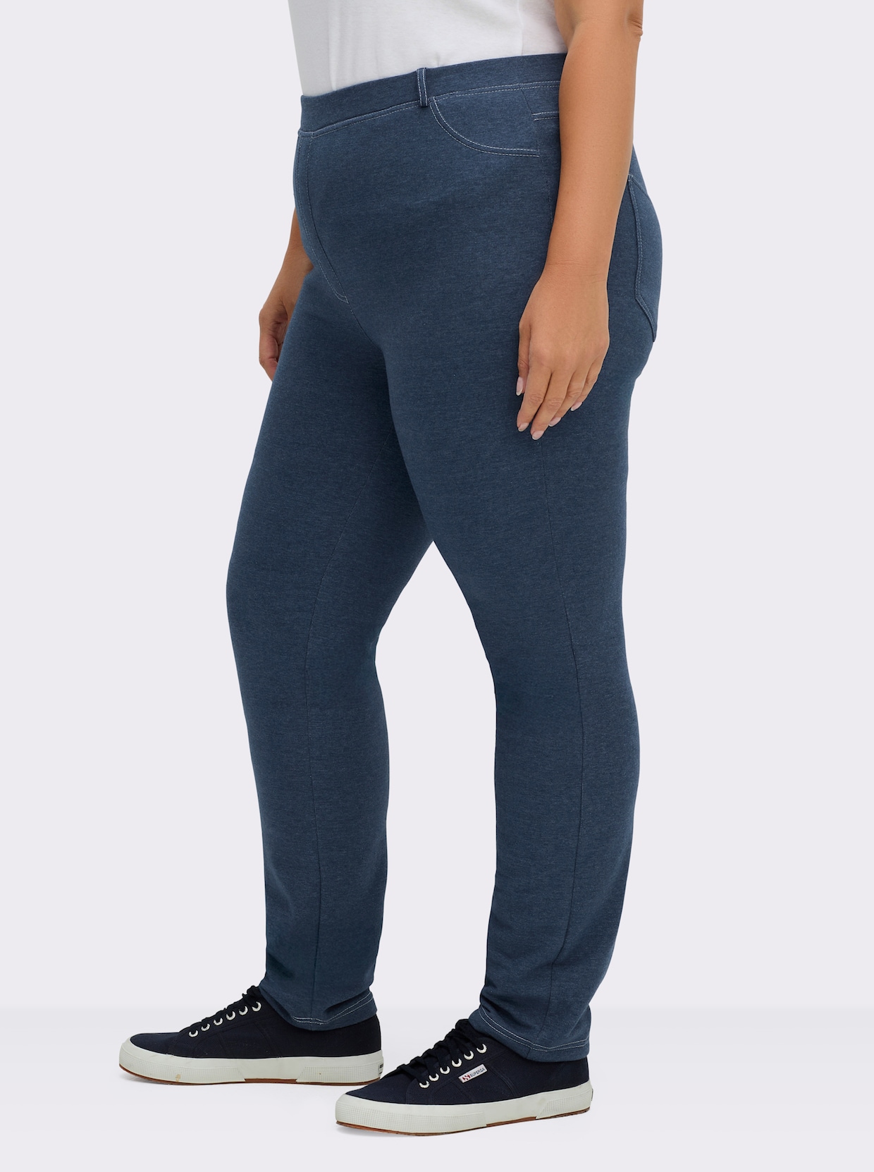 Hose innen wärmend angeraut - rauchblau-meliert