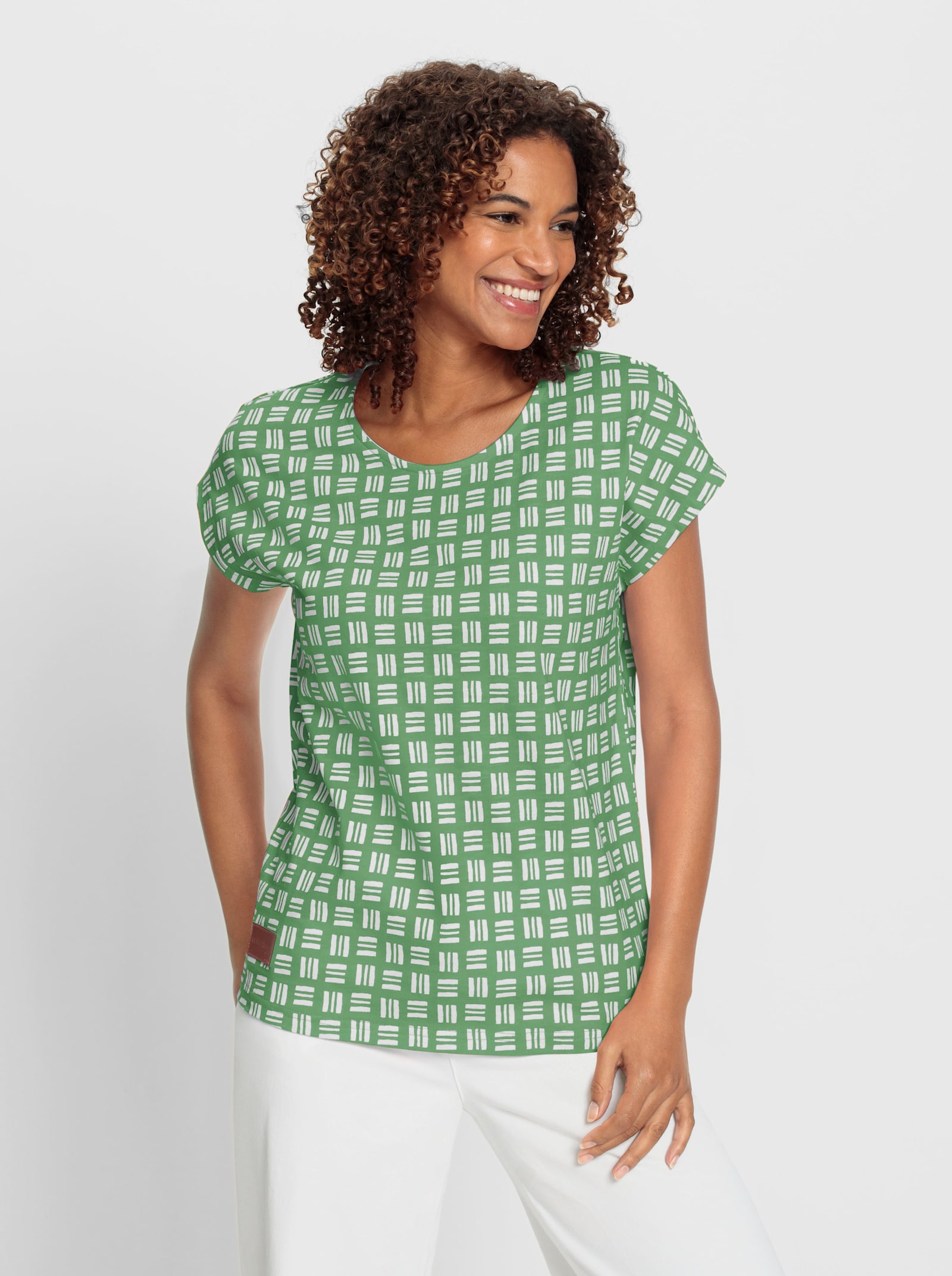 Print-Shirt aus reiner Baumwolle - apfel-ecru-bedruckt