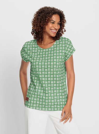 Print-Shirt aus reiner Baumwolle - apfel-ecru-bedruckt