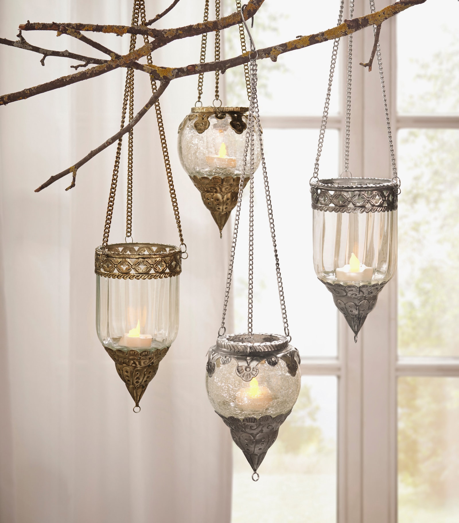 heine home Hängeampel - antikgoldfarben