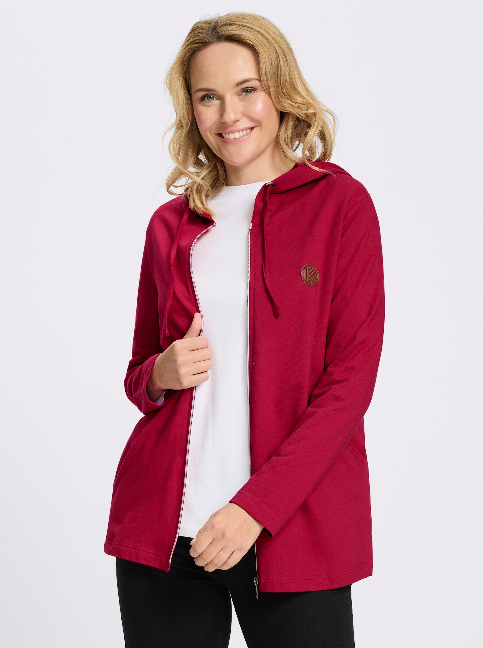 Sweatjacke mit Kapuze - rot