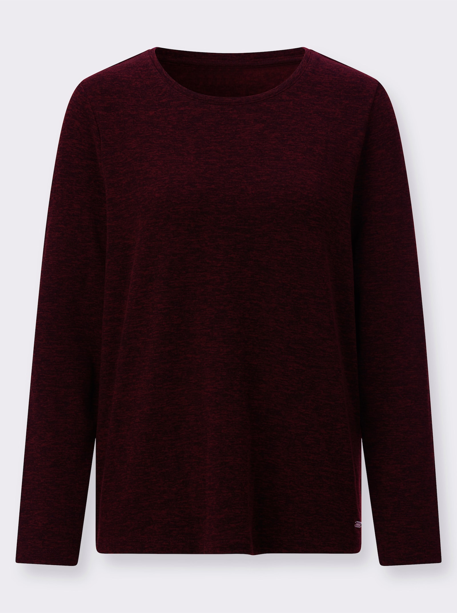 Rundhalsshirt mit Jacquard-Muster - bordeaux-meliert