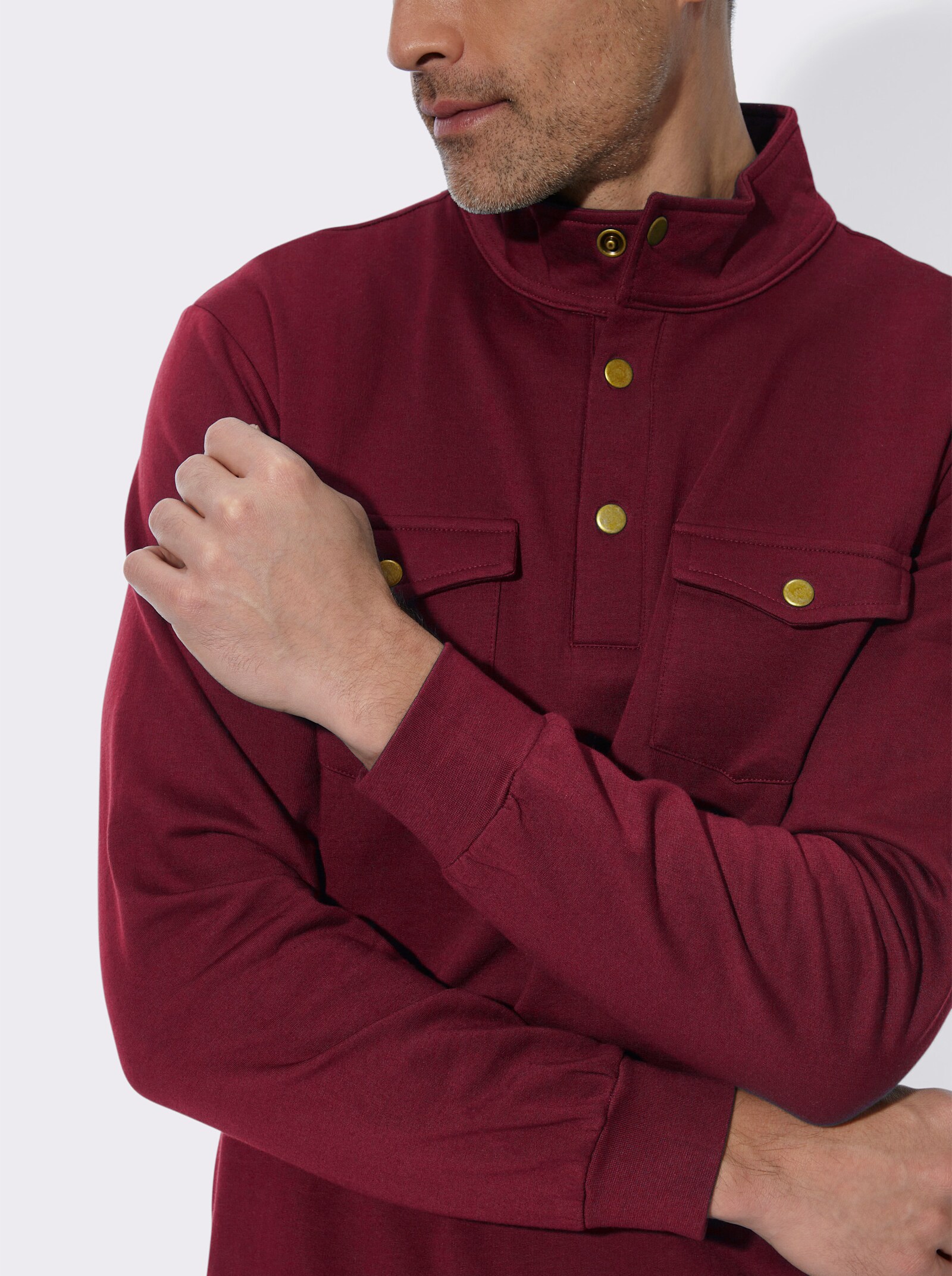 Sweatshirt mit Stehkragen - dunkelrot