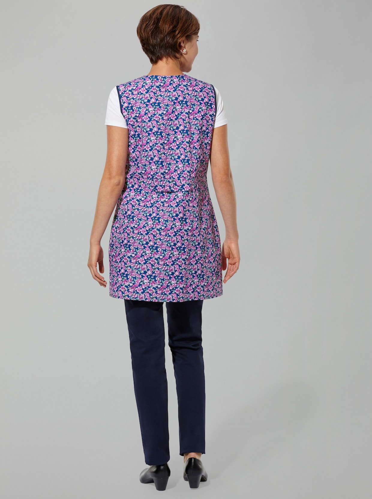 3/4-damesblouse - fuchsia geprint