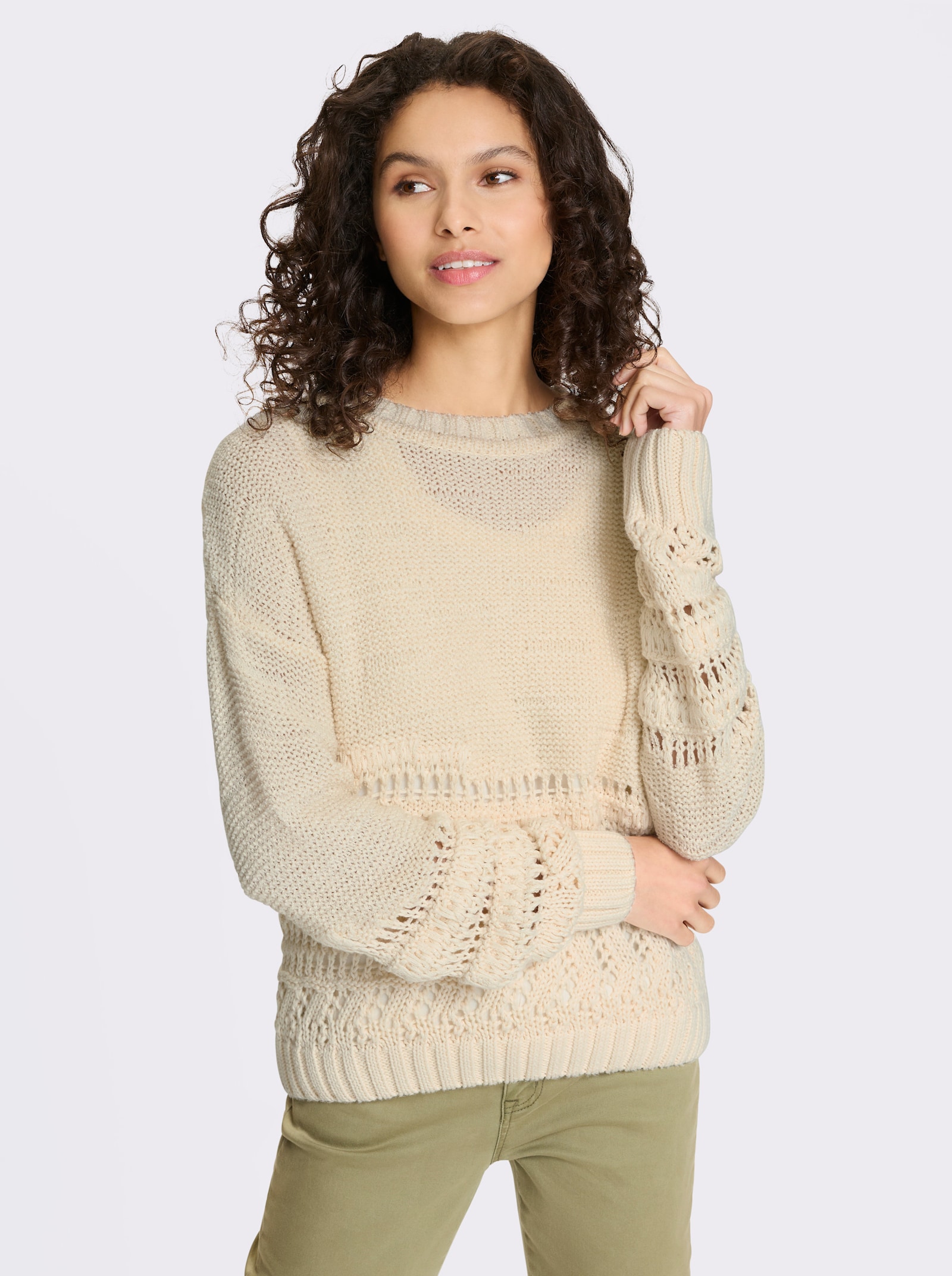 heine Strickpullover mit Ajour-Partien - champagner