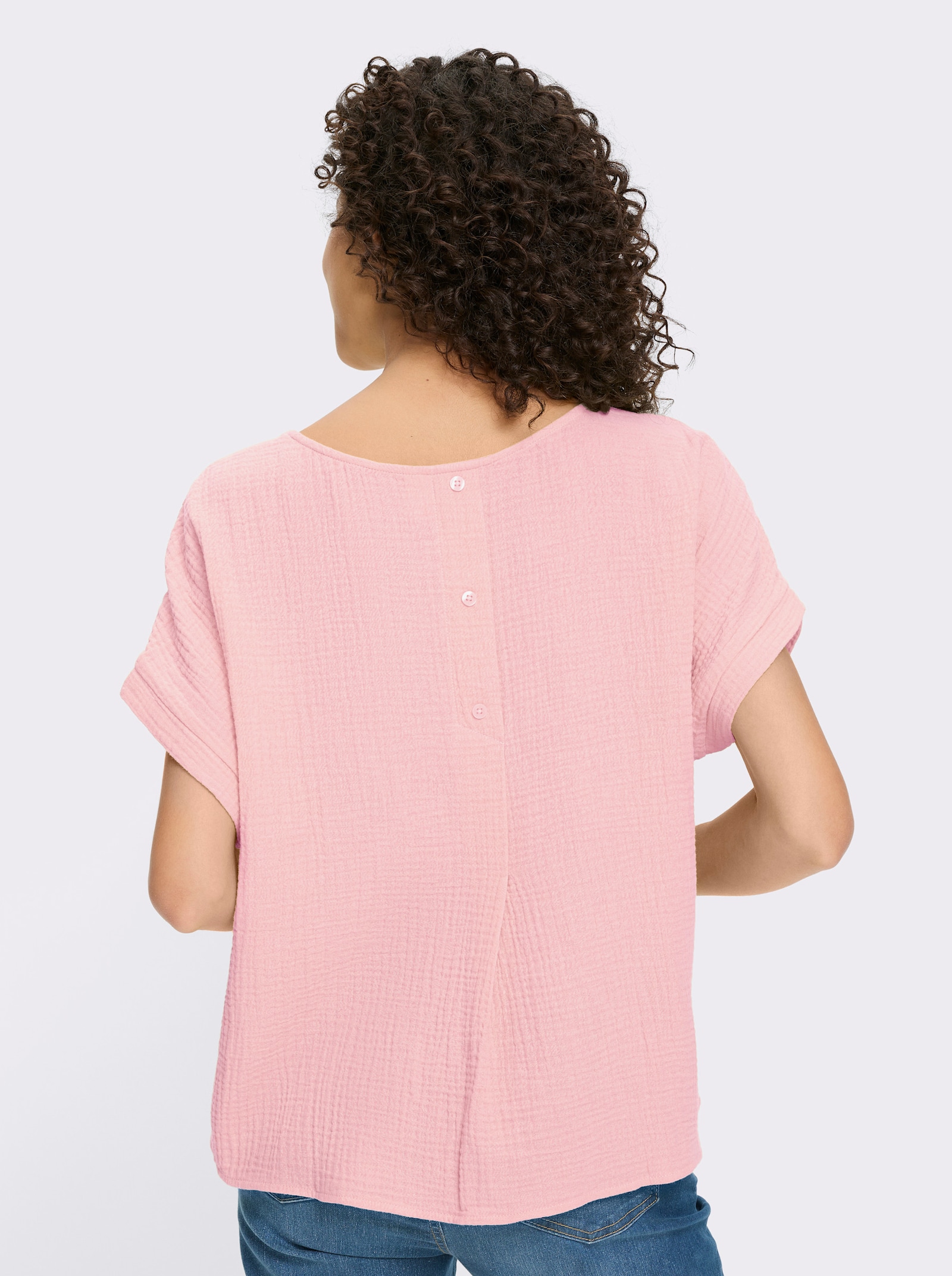 heine Baumwollbluse aus Musselin - hellrosé