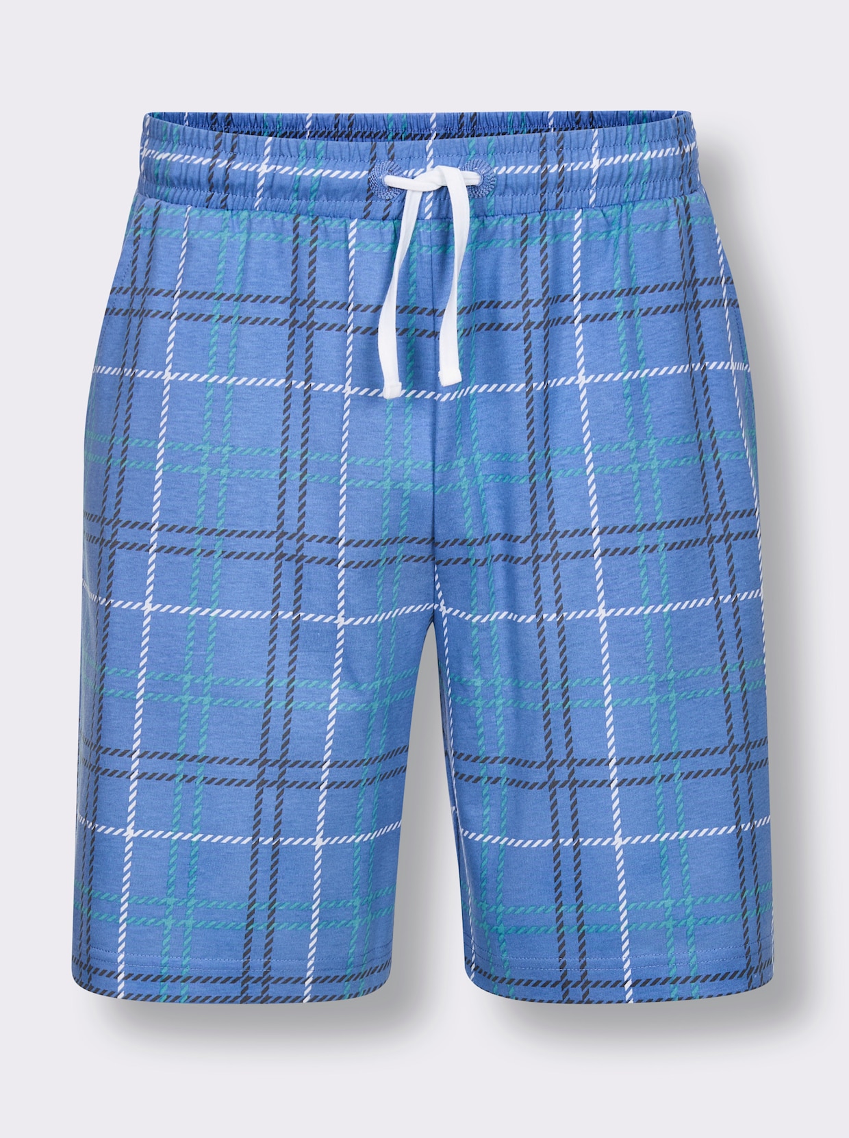 wäschepur men Hose kurz - mittelblau-ozean-kariert