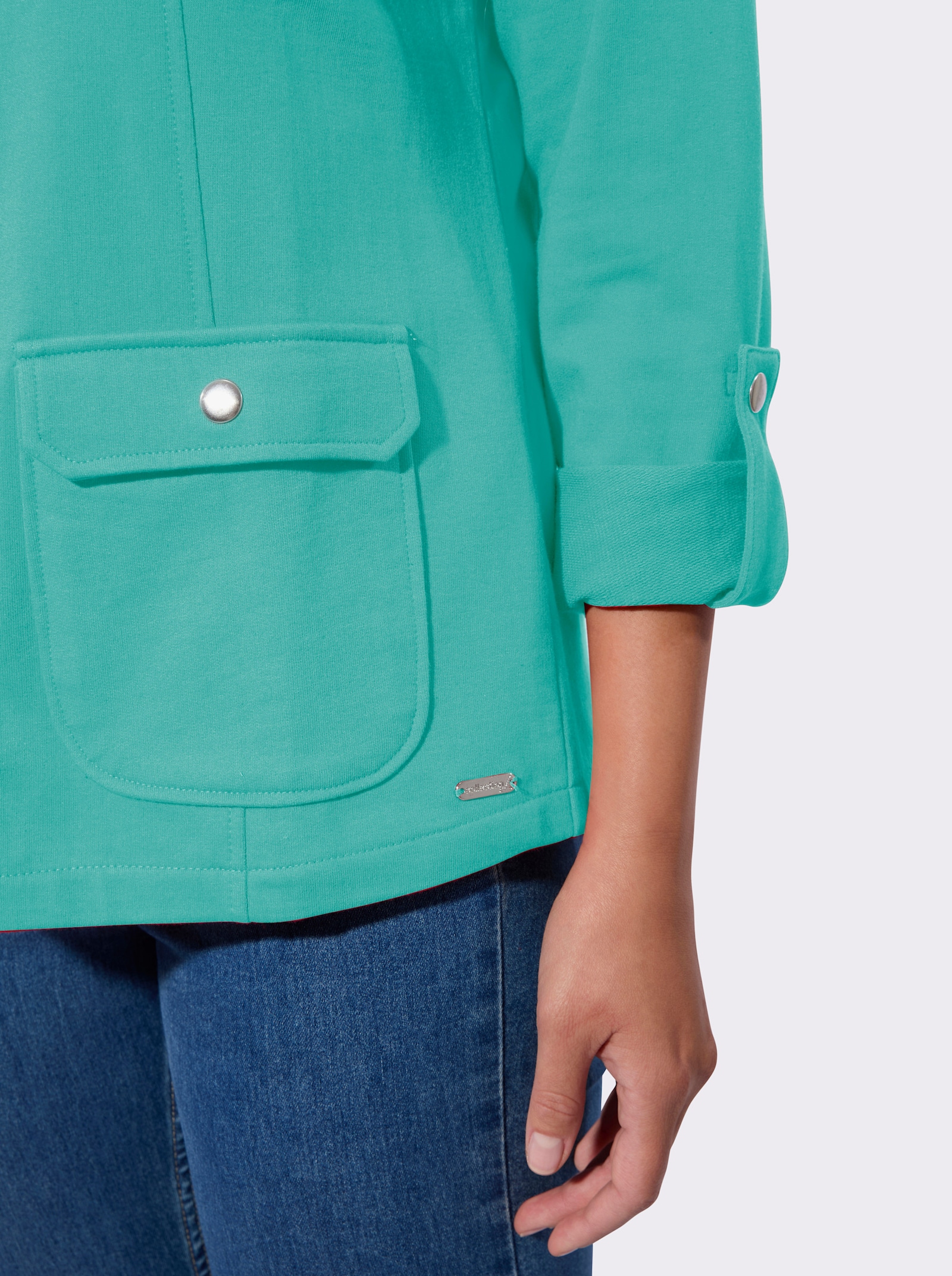 Shirtjacke mit Druckknopf-Verschluss - blaugrün