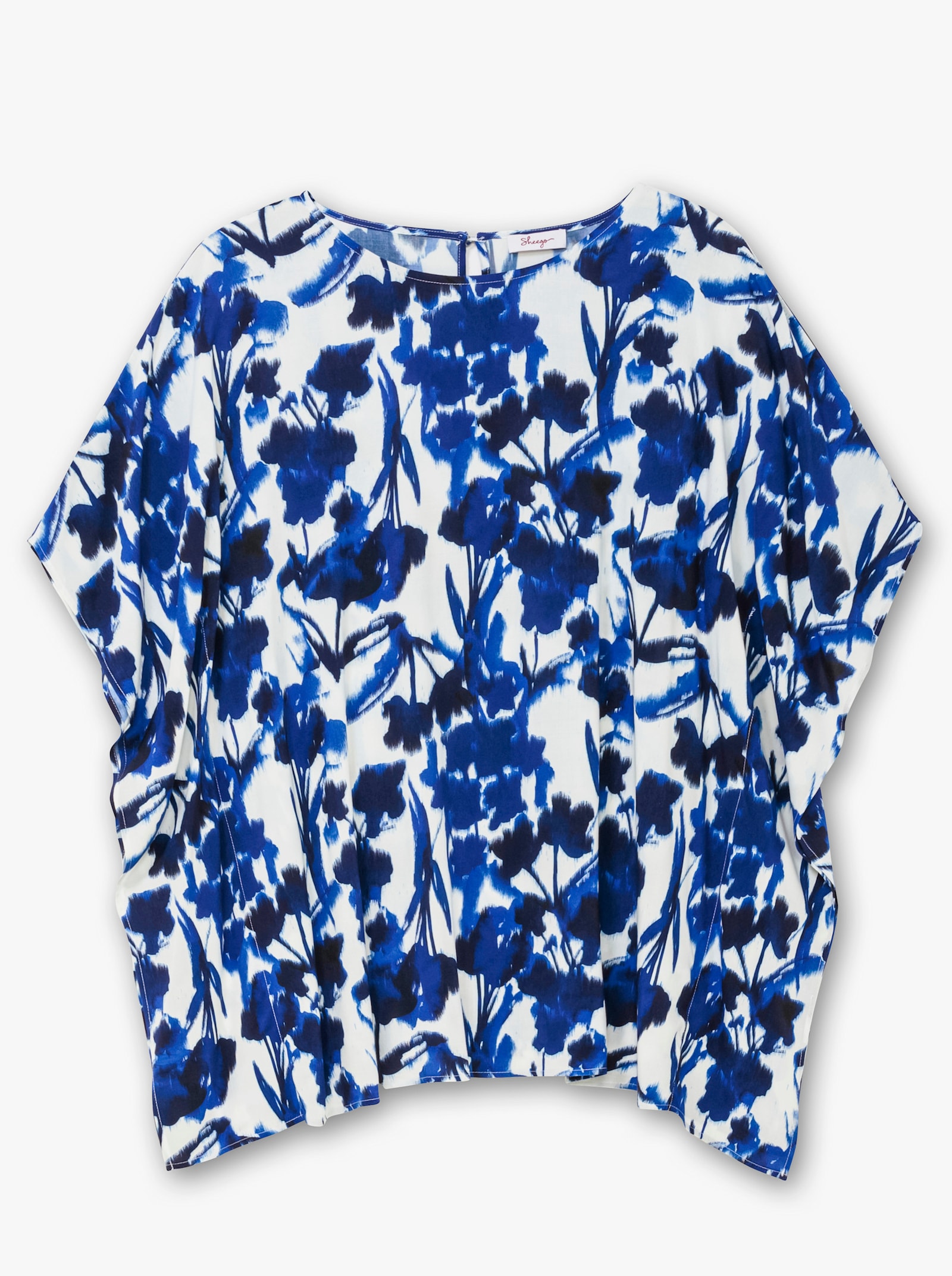 sheego Tunika mit Zipfelsaum und Blumendruck - kobalt-gemustert